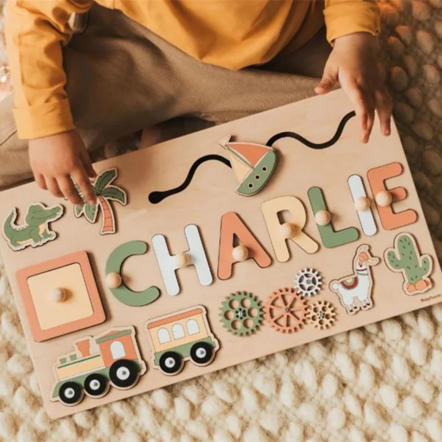 Puzzle Personnalisé Prenom,Puzzle Personnalisé Bebe,Puzzle Bebe 1 an,Puzzle Bois pour Bebe Les Tout-Petits Enfants Cadeaux De Bébé Personnalisé Jouets d'apprentissage Précoce pour Bébé Garçon Ou Bébé