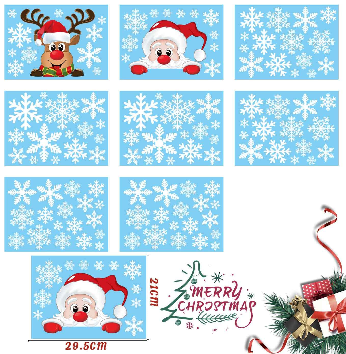 TRABIG 152PCS Noel Autocollants Noël Stickers Fenetre Père Noël Wapiti Flocon de Neige, Noël Décoration DIY Autocollant Fenetre PVC Statique Motif à Double Impression, Deco Noel pour Fenetre