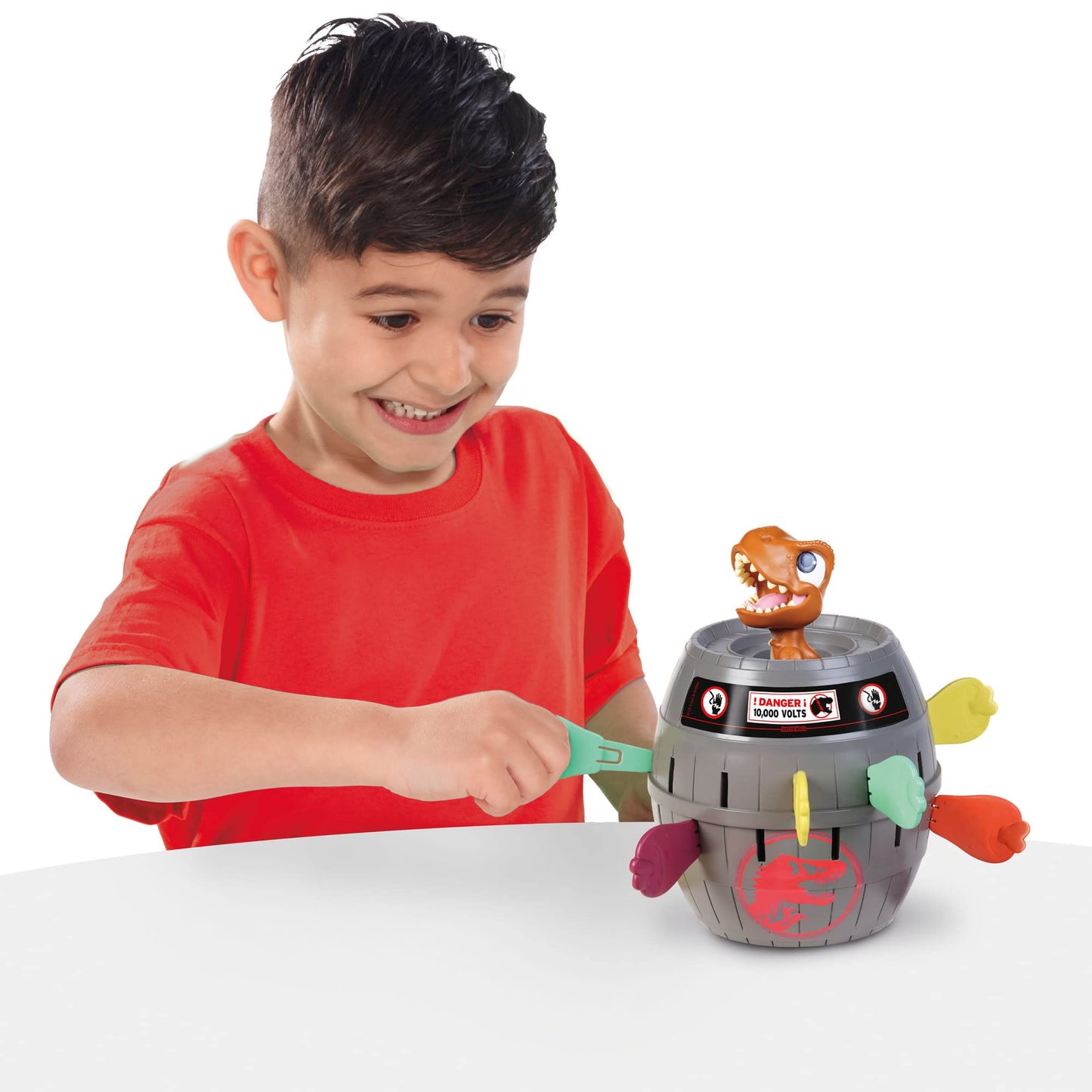 TOMY - Pop T-Rex Jeux de Société Jurassic World pour Famille et Enfants, Jeu dinosaure, 2 - 4 Joueurs, Convient aux Garçons et aux Filles Agés de 4+