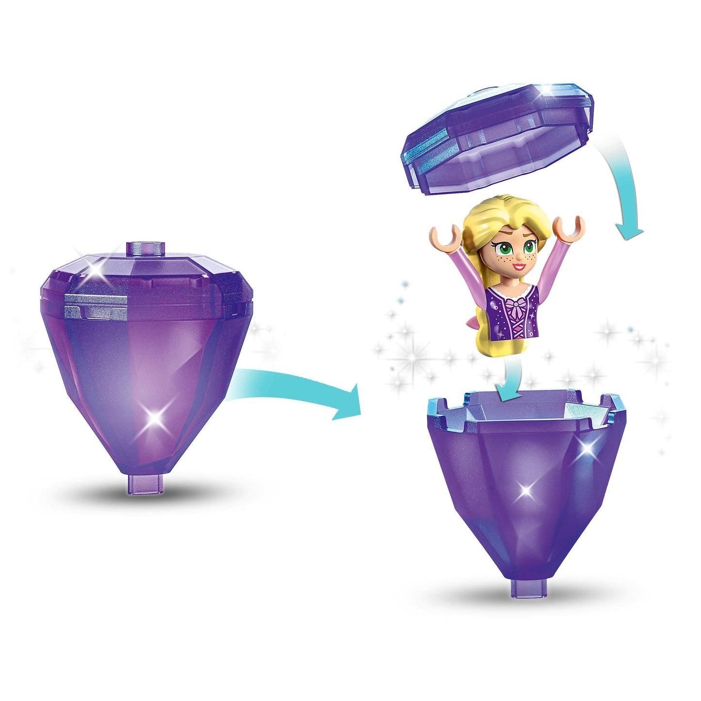 LEGO 43214 Disney Princesse Raiponce Tourbillonnante, Jouet de Construction avec Mini-Poupée Robe Diamant et Figurine Pascal Le Caméléon, Enfants 5 Ans