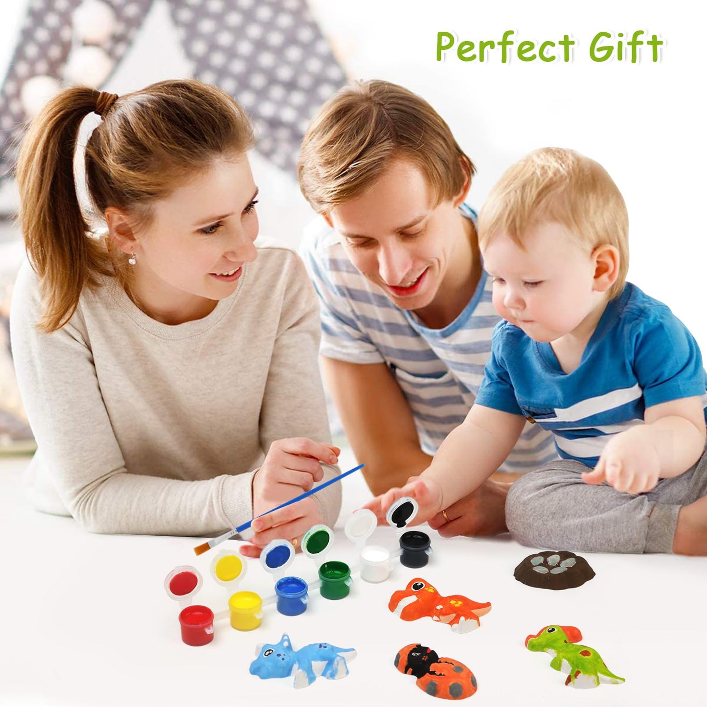 LinStyle Kit de Dinosaures à Colorier pour Enfants avec Moule, Jouet de Peinture 3D,Jeu D' Activites Manuelles pour Garçons Filles 3 4 5 6 7 8 9 10 Ans, Cadeau Créatif Bricolage d'Anniversaires Noël