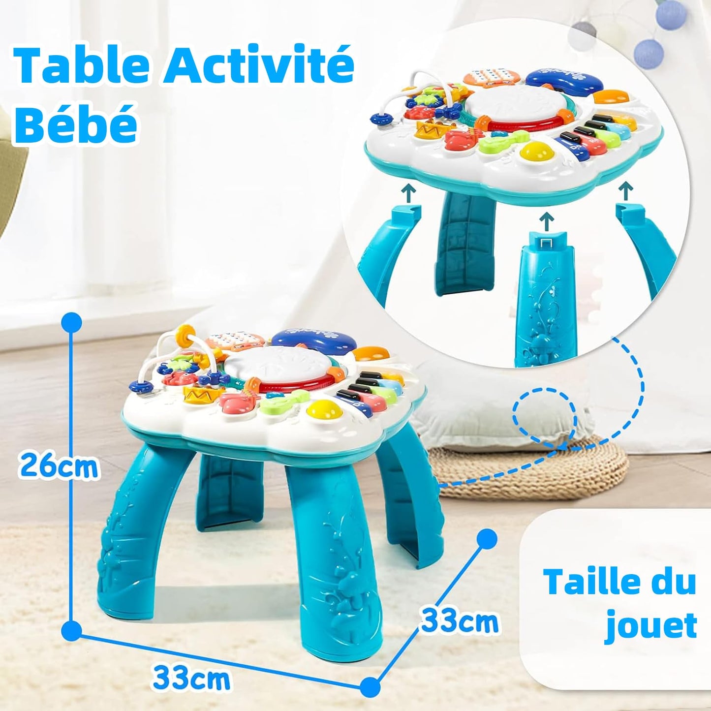 Jouet Bebe 1 an - Table Activité Bébé 6 en 1 Jouet Enfant Jeux Bebe 1 2 3 Ans Fille Garçon Table d'Activité Musicale Bebe Jouet Eveil Éducatif Cadeau pour Enfant