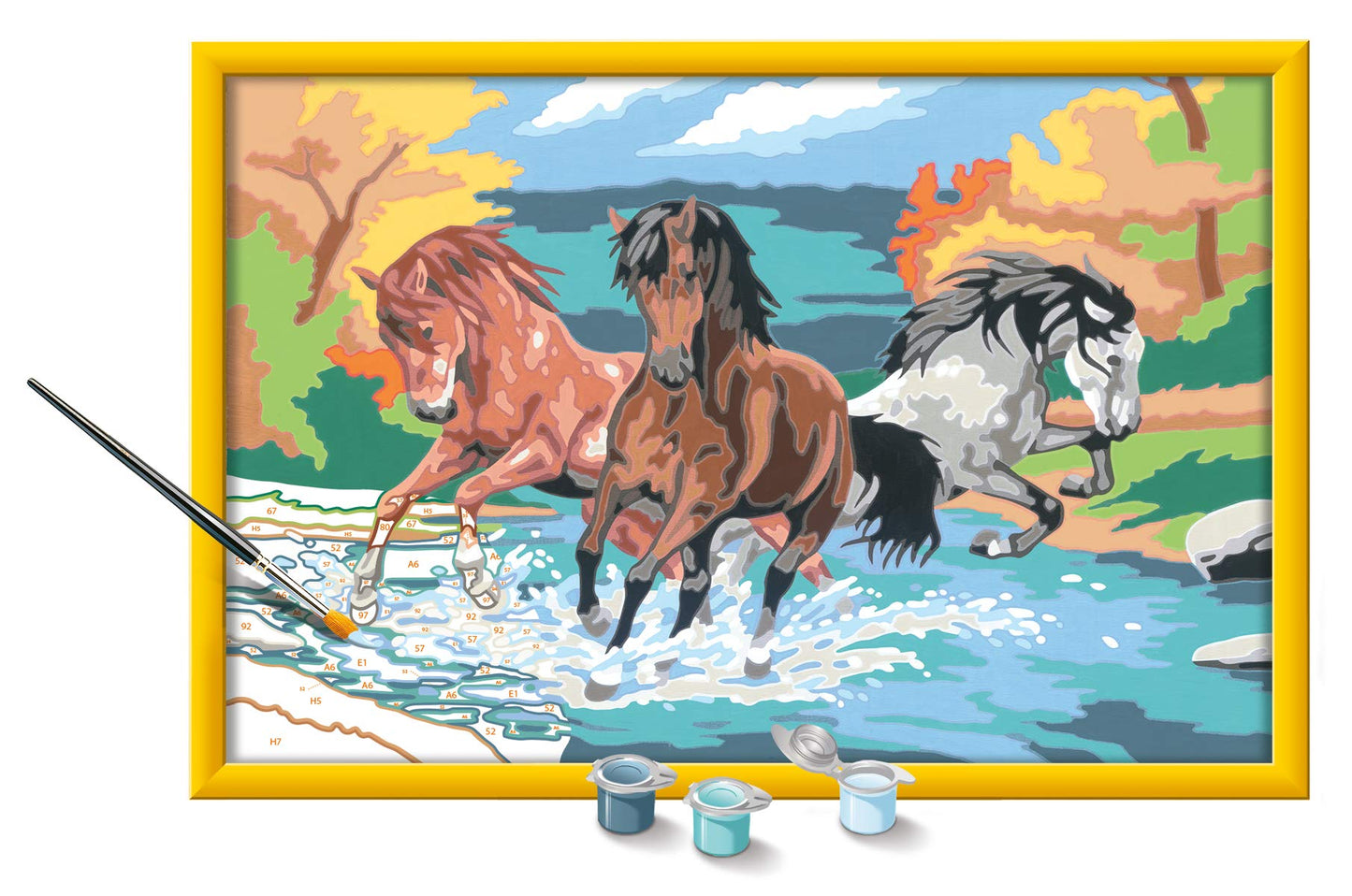 Ravensburger – Numéro d’Art grand format – Horde de chevaux – Loisir créatif – Kit de peinture par numéros – Activité détente et créative – Dès 9 ans – 28682 – Version française
