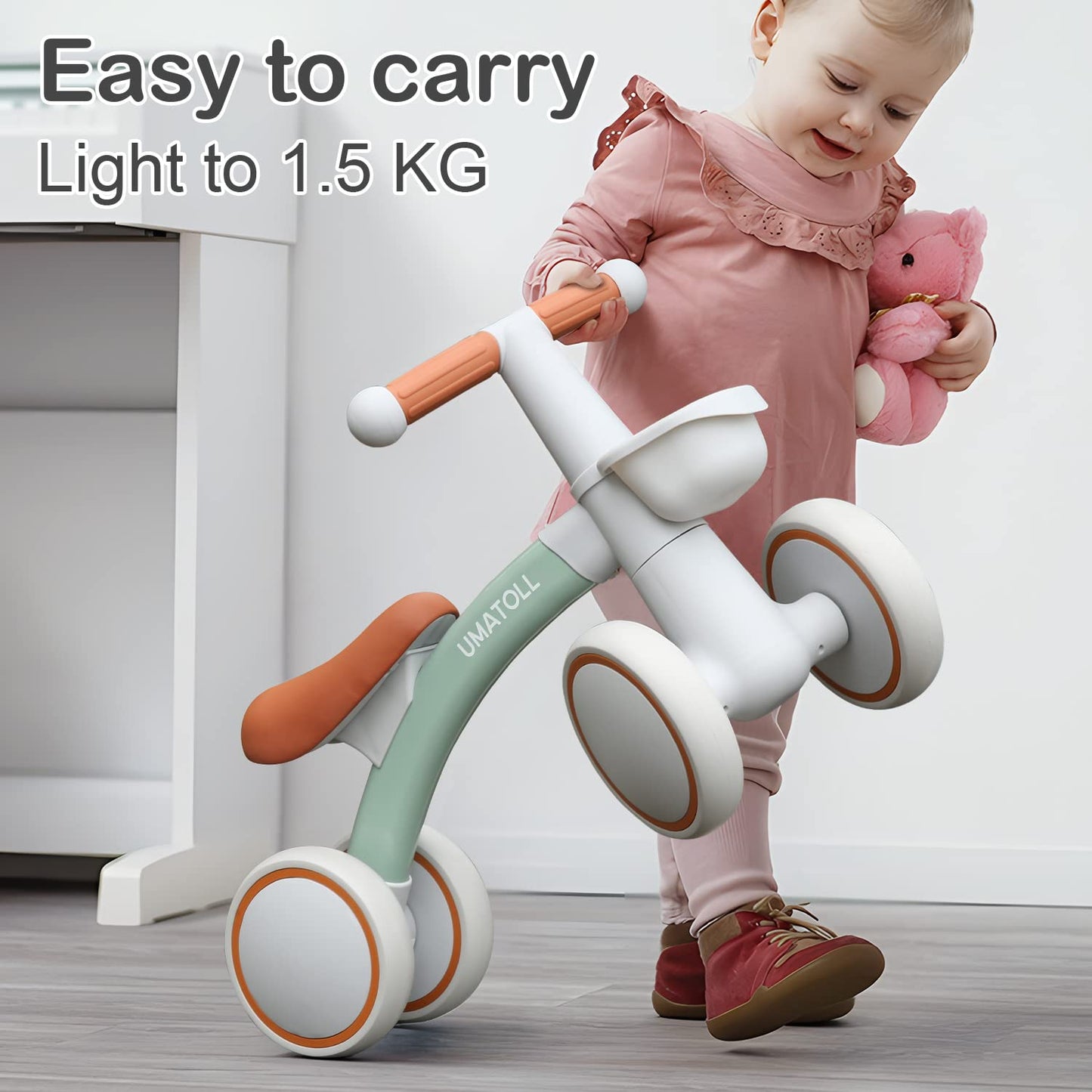 Umatoll Draisienne Bebe 1 an, Jouet Enfant pour 12-24 Mois, Vélo avec Panier pour Garçons et Filles, Premier Cadeau Anniversaire Noel(Vert)