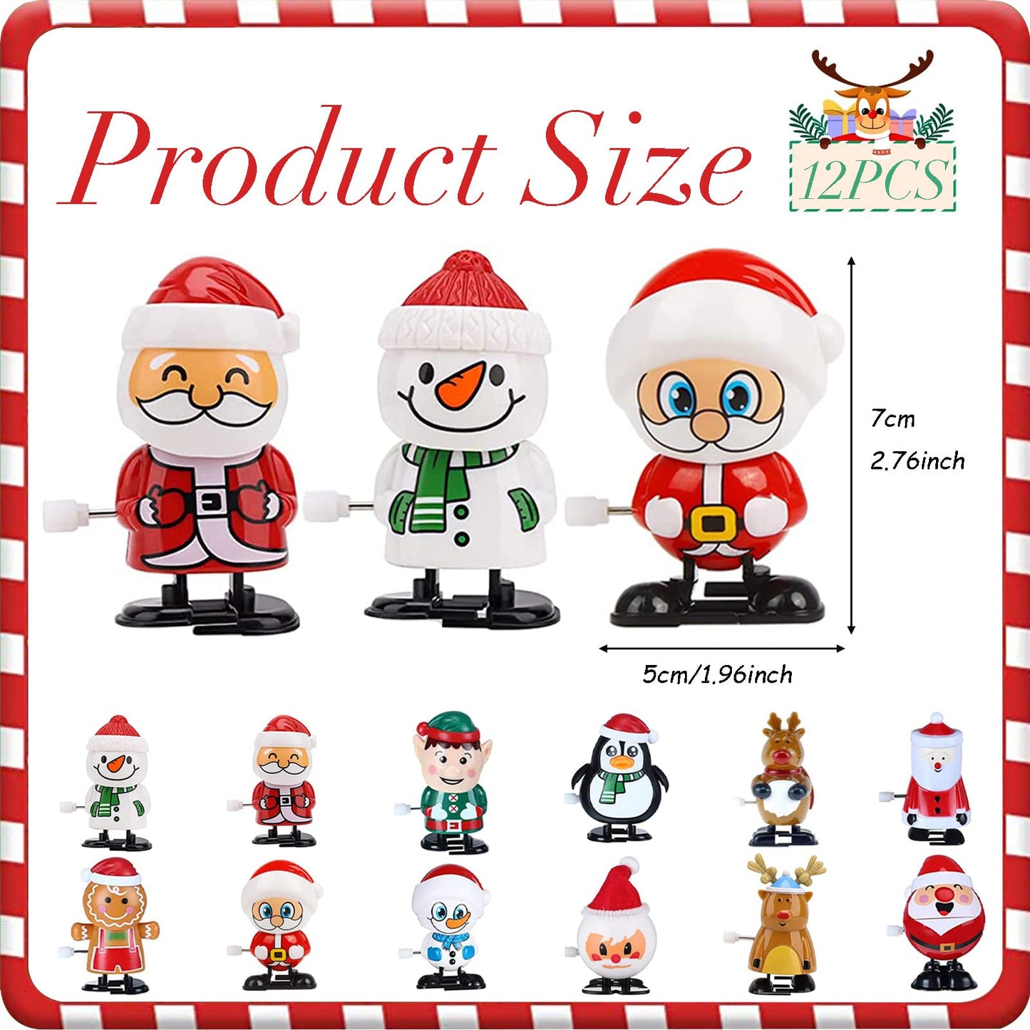 POPOYU Lot de 12 Jouet à Remonter Noël,Mini Jouets Animaux Noël Wind Up Funny Jouets,Jouets mécaniques Mignons Thème de Noël Clockwork Jouets pour Crackers Noel a Remplir,Petits Cadeaux de Table Noel