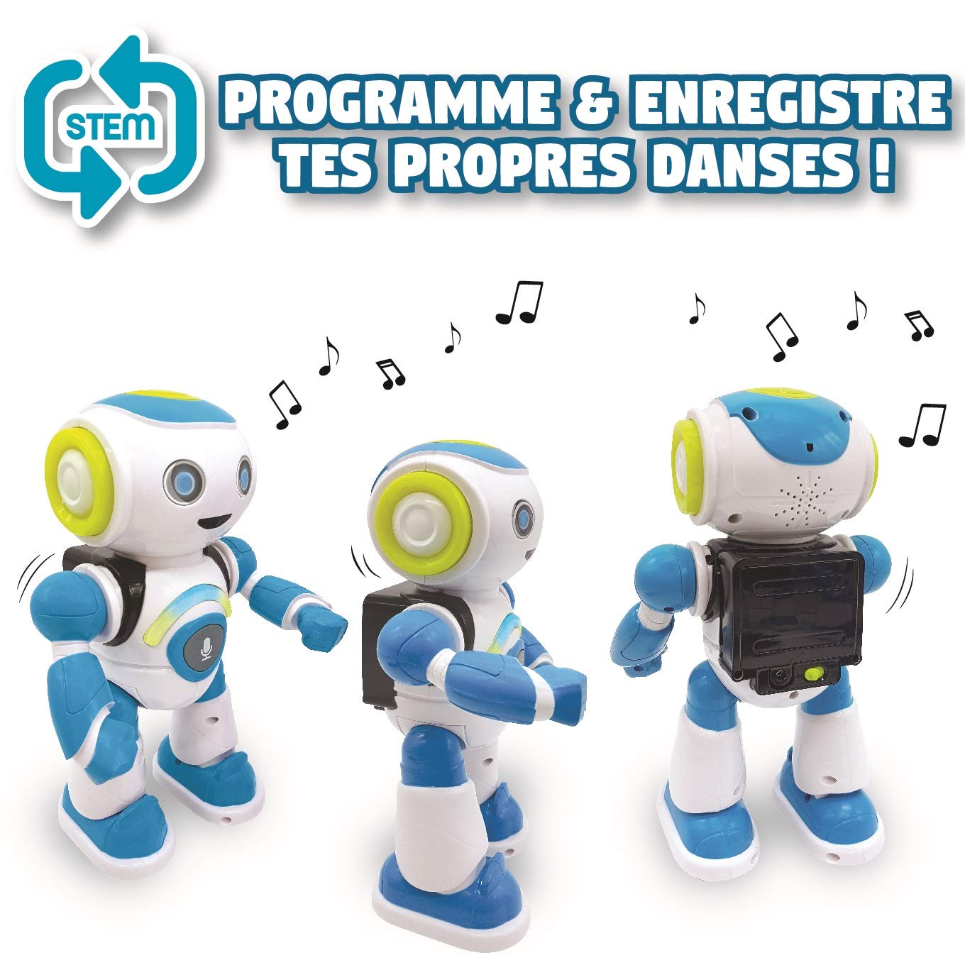 Lexibook ROB20FR Junior Robot intelligent qui lit les pensées, jouet pour enfants, danse, joue de la musique, quiz, animaux, karaoké programmable, STEM, bleu/vert, (version française)