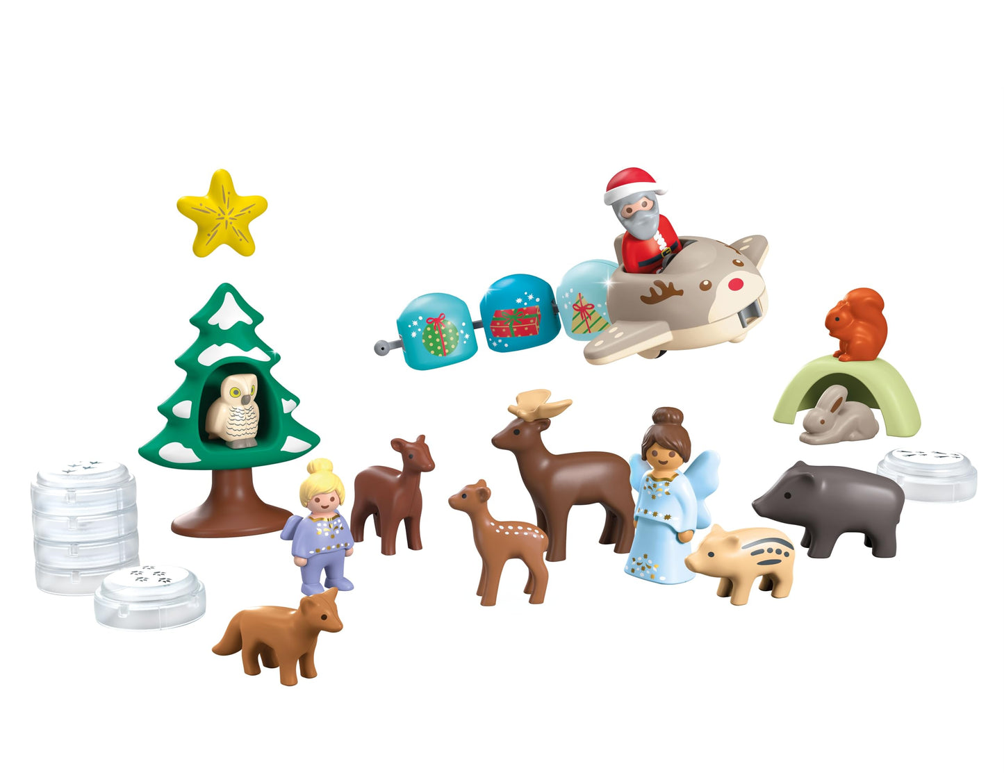 Playmobil 70297 Junior : Calendrier de l'Avent Junior Père Noël et Animaux de la forêt - avec 24 Portes excitantes - Jouet fabriqué à partir de matière d'origine végétale - Dès 12 Mois