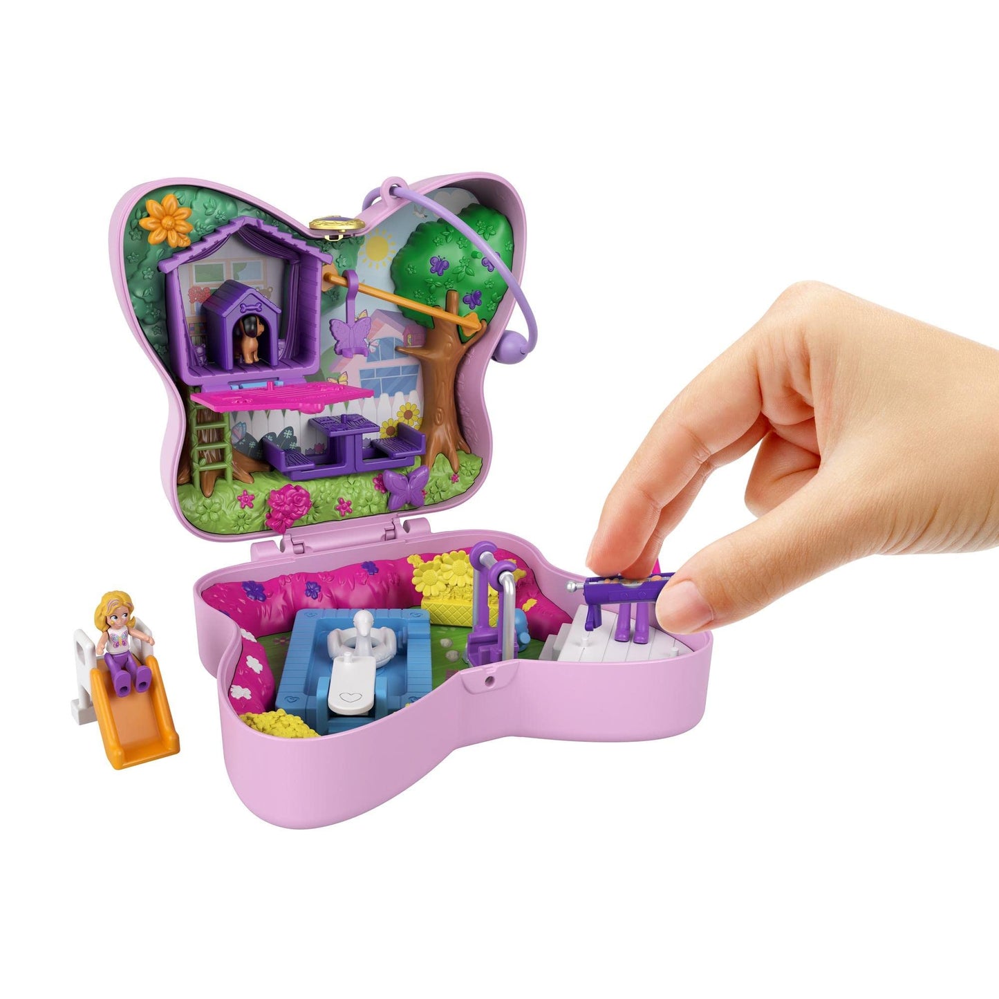 Polly Pocket Coffret Univers Le Jardin Papillon, Mini-Figurines Polly et sa Maman, 5 Surprises et 12 Accessoires, Jouet pour Enfant, GTN21