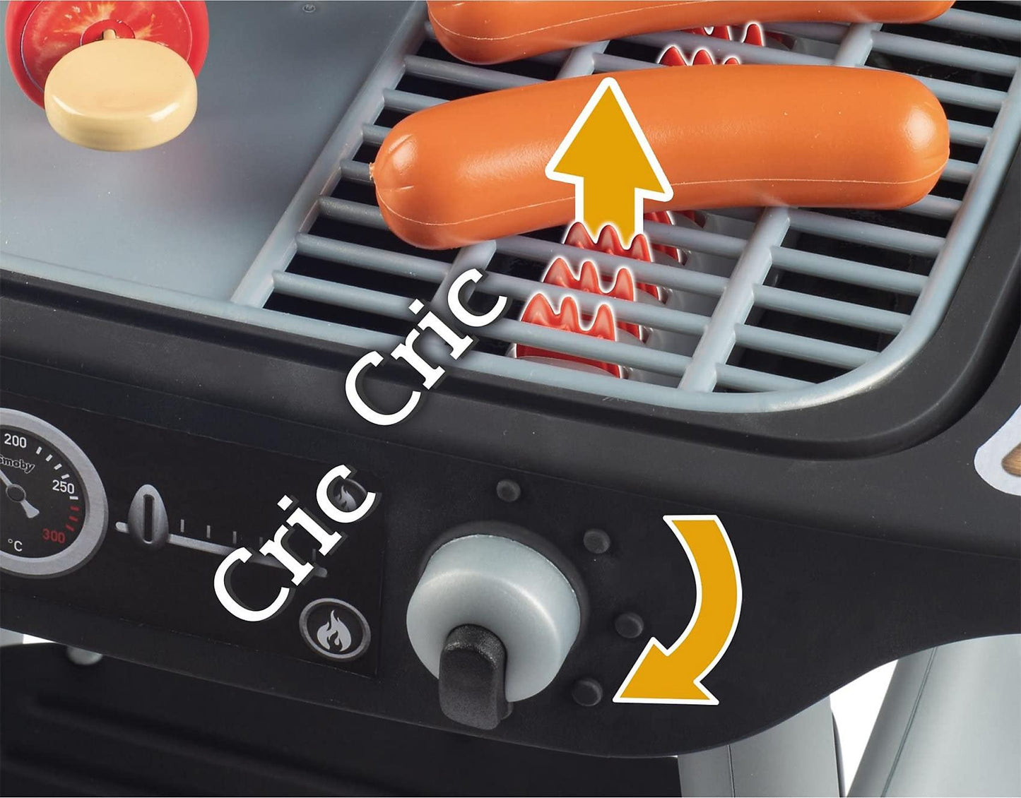 Smoby Barbecue Grill - 18 Accessoires - Flammes Magiques Rétractables - Jouet d'Imitation pour Enfant