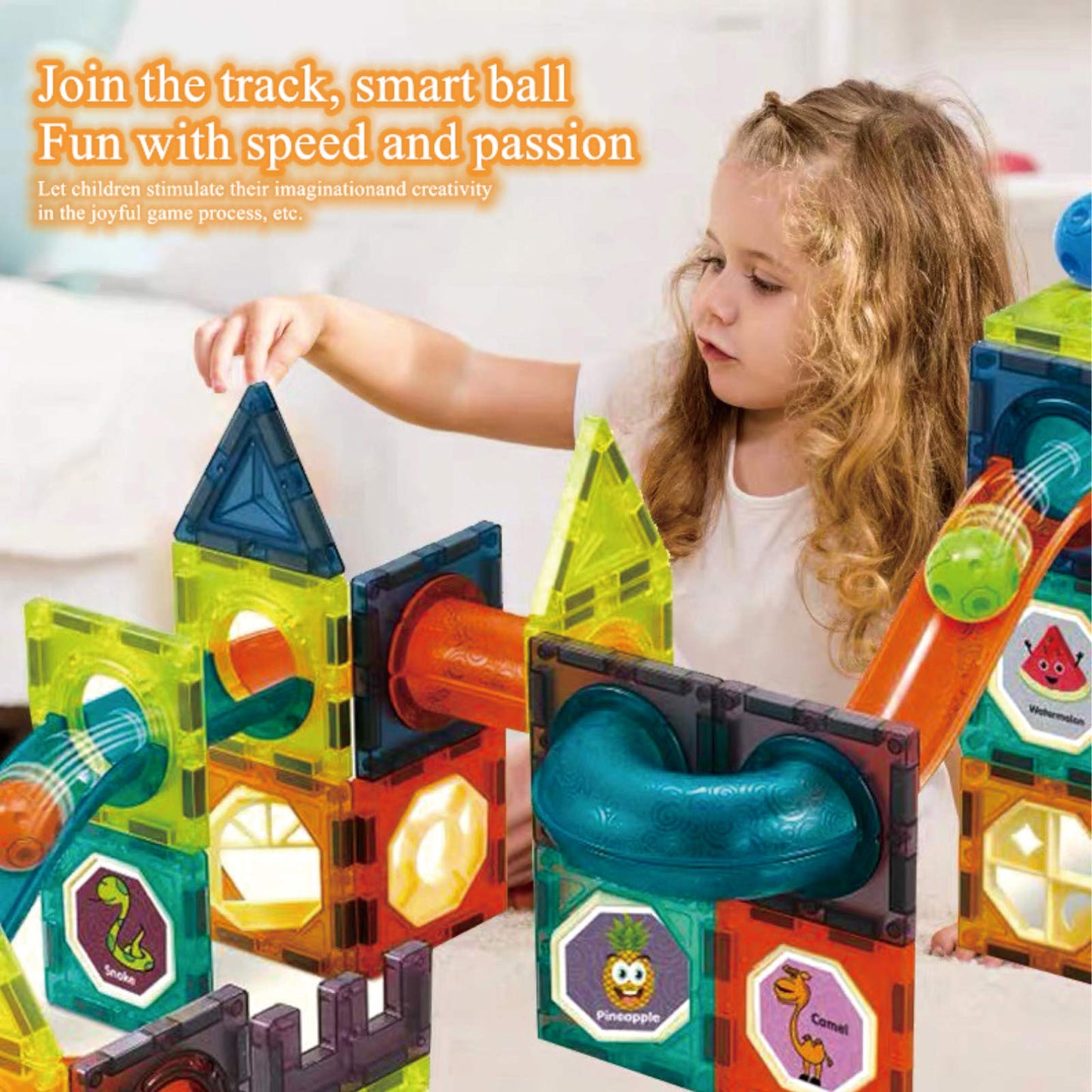 BINZKBB Blocs de Construction Magnétiques Enfants Jouet - 110 pièces 3D Jeux de Construction Éducatifs Aimanté Enfants Lumineux - Cadeaux de Créatif pour Enfants,Garçons et Filles de 3 4 5 6 7 8 Ans+