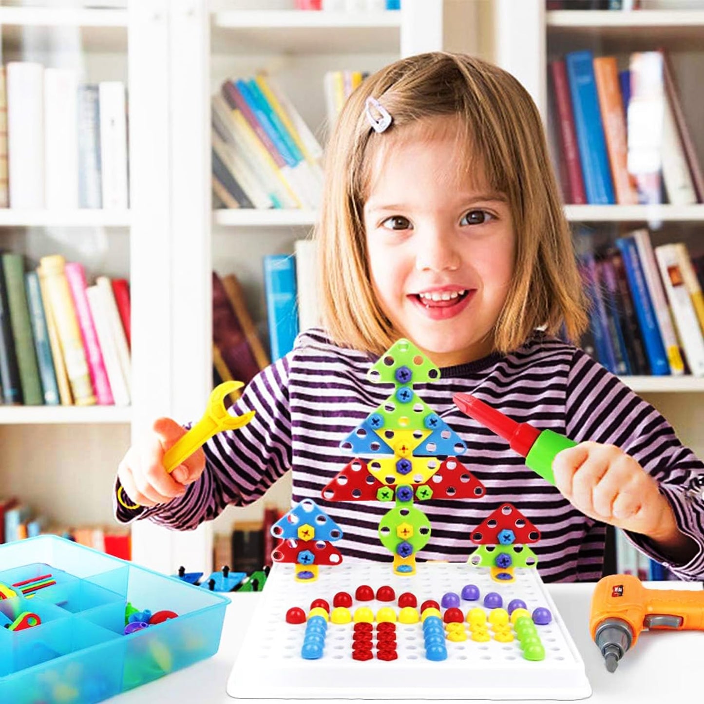 Jouet Enfant 3 Ans Jeux Enfant Puzzle 3D Etabli Enfant Jeux Educatif Jeux de Société Cadeau Fille 3 4 5 Ans avec Perceuse Électronique Jeu Montessori Jouet Enfant 3 4 5 6 Ans Fille Garcon-223 Pcs