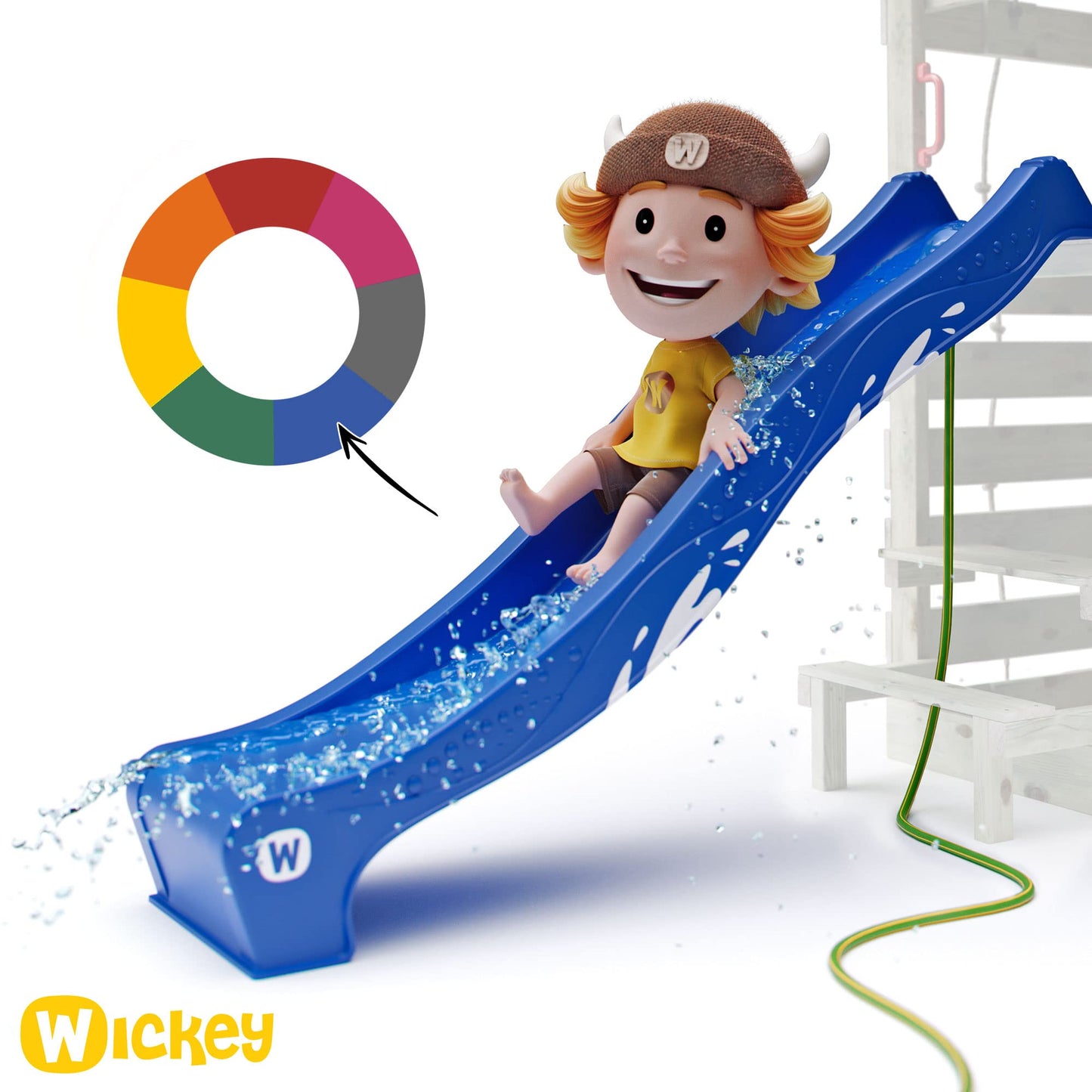 WICKEY Aire de Jeux MultiFlyer portique avec Toit en Bois & balançoire et Toboggan Vert, Tour d'escalade pour Enfants avec bac à Sable, échelle et Accessoires de Jeu pour Le Jardin.