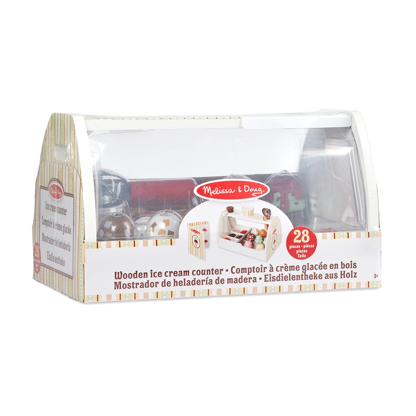 Melissa & Doug Glacier En Bois, Jouet en bois avec un comptoir et 28 pièces, Aliments en bois, Jeu d'imitación, Jouet créatif, Montessori,Cadeau pour garçons et filles de 3 4 5 6 7 ans