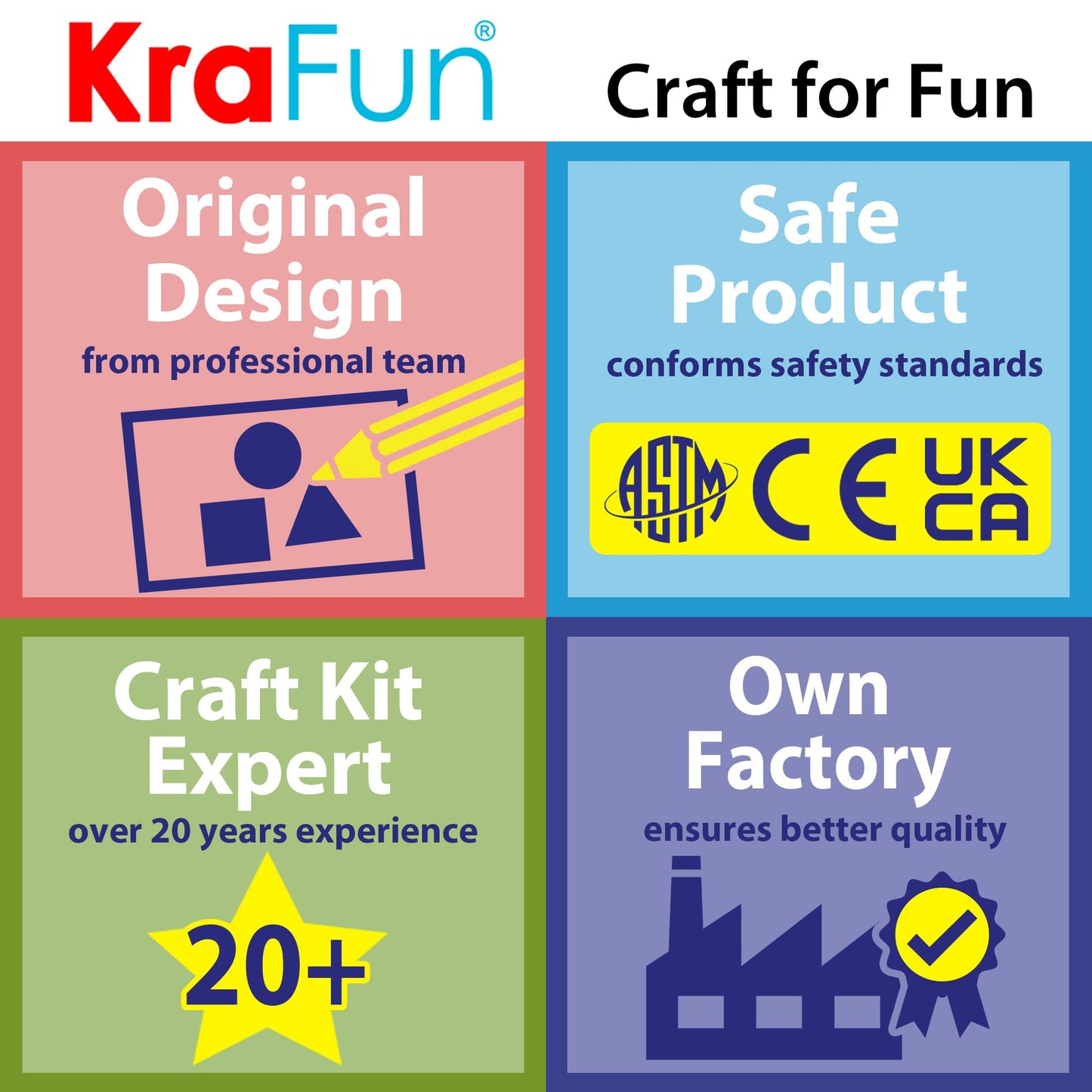 KRAFUN Mon Premier kit de Couture pour Enfants - Arts et Artisanat pour débutants - Comprend 6 projets faciles - Poupées et oreillers - Instructions et Feutre pour Apprendre à Coudre, à Broder