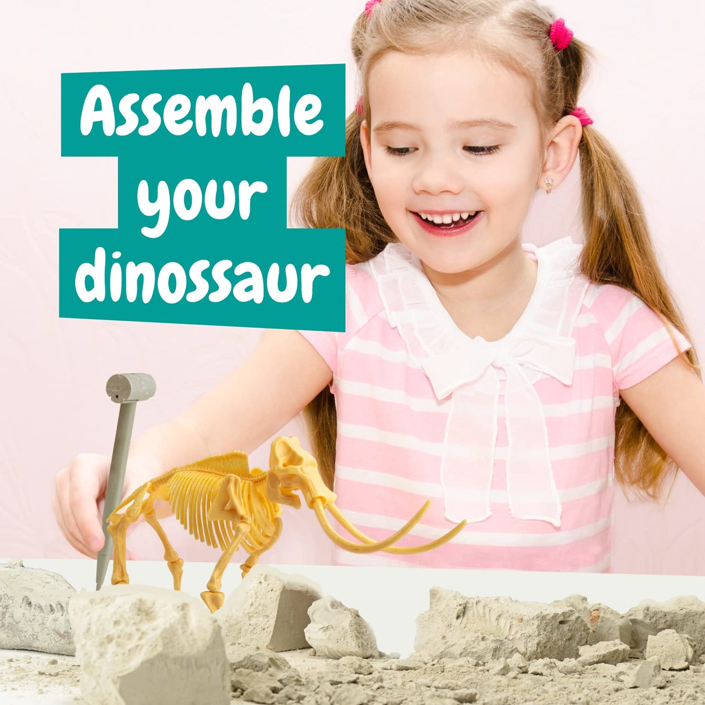 Science4you - Mammouth, Kit de Fouille pour Enfants +6 Ans - Excaver et Assembler 17 Fossiles de Dinosaure Avec ce Jouet de Paléontologie et Archeologie pour Enfants, Jeux Scientifique 6-10 Ans