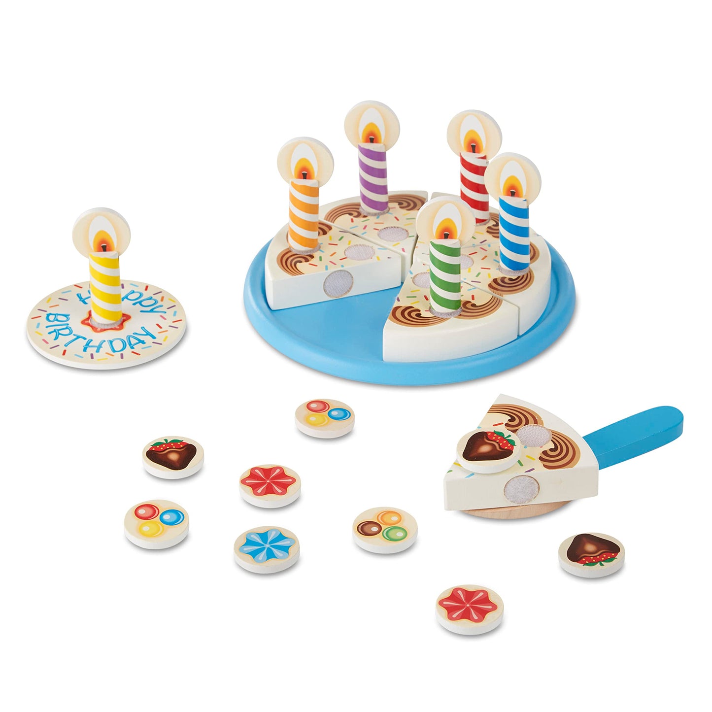 Melissa & Doug Gâteau D’Anniversaire En Bois | Jouets alimentaires en bois pour enfants | 3+ | Cadeau pour garçon ou fille