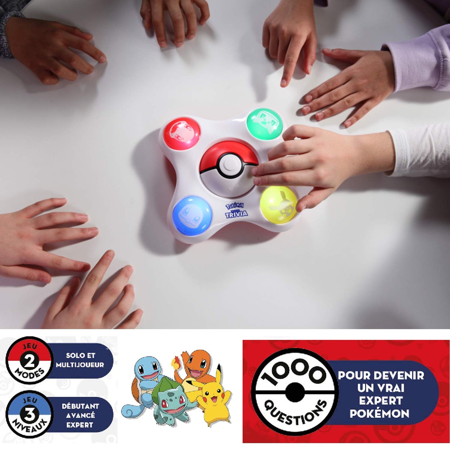 Bandai - Pokémon - Dresseur Quiz Jeu électronique interactif - Parle Français - ZZ20110 - Jeu Quiz Pokémon 1 à 4 Joueurs - Jouet Enfant 6 Ans et + - ZZ20110