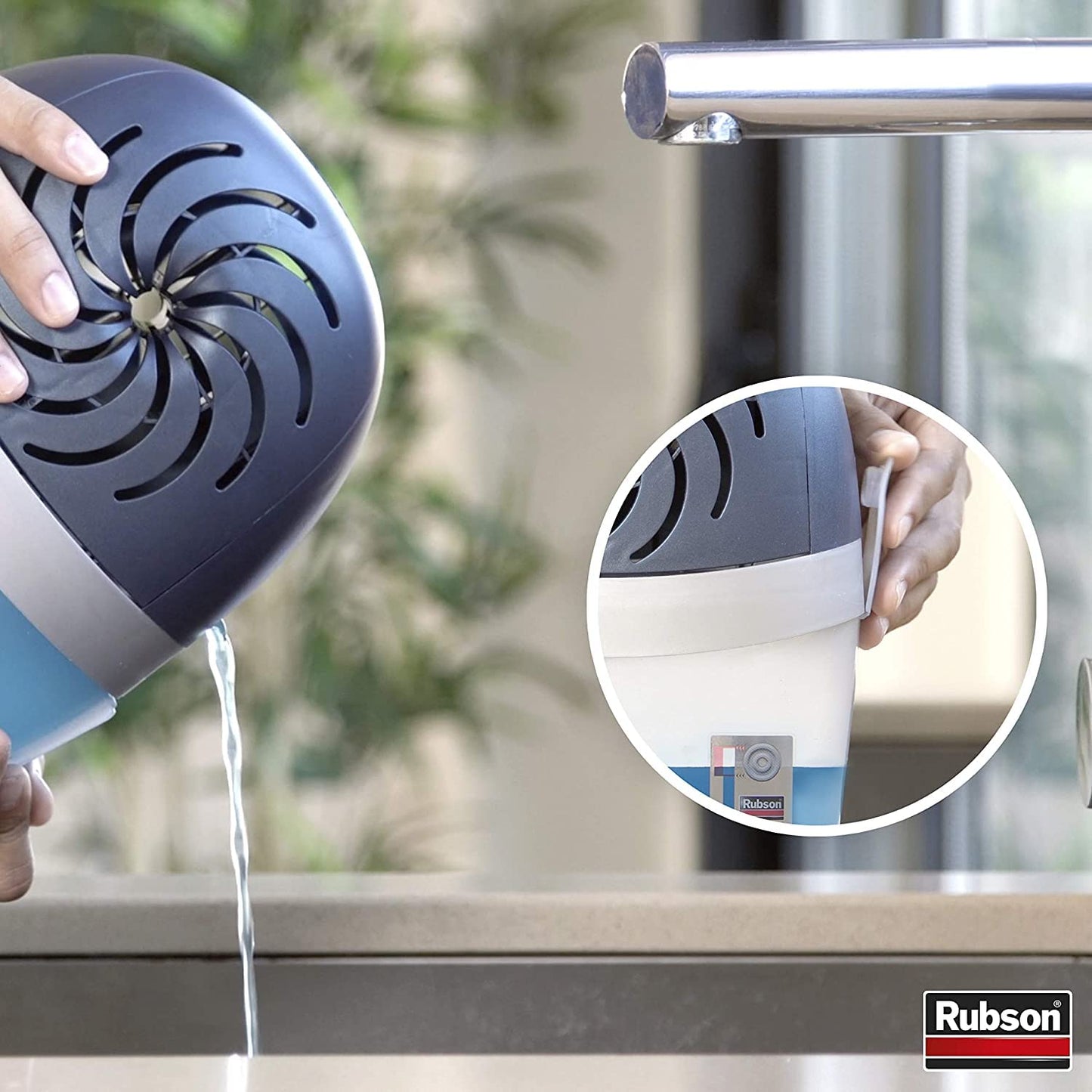 Rubson AERO 360° Absorbeur d'humidité pour pièce de 20 m², déshumidificateur d'air efficace, anti odeur & anti moisissure, inclus 1 recharge neutre 450 g - Packaging renforcé, envoi en toute sécurité