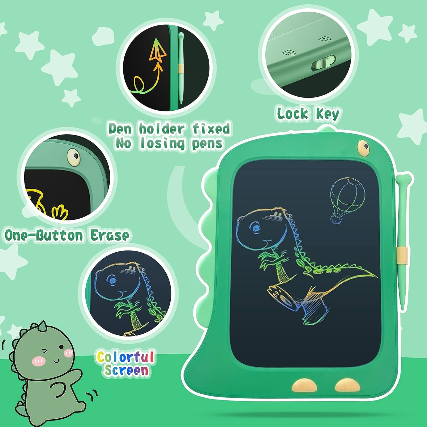 Orsen Tablette D'écriture LCD de 8,5 Pouces, Tablette Graphique, Ardoise Magique, Tablette Dessin Enfant de 2 3 4 5 6 7 Ans Filles et Garçons Cadeau d'anniversaire pour Les Enfants Dinosaure Jouets