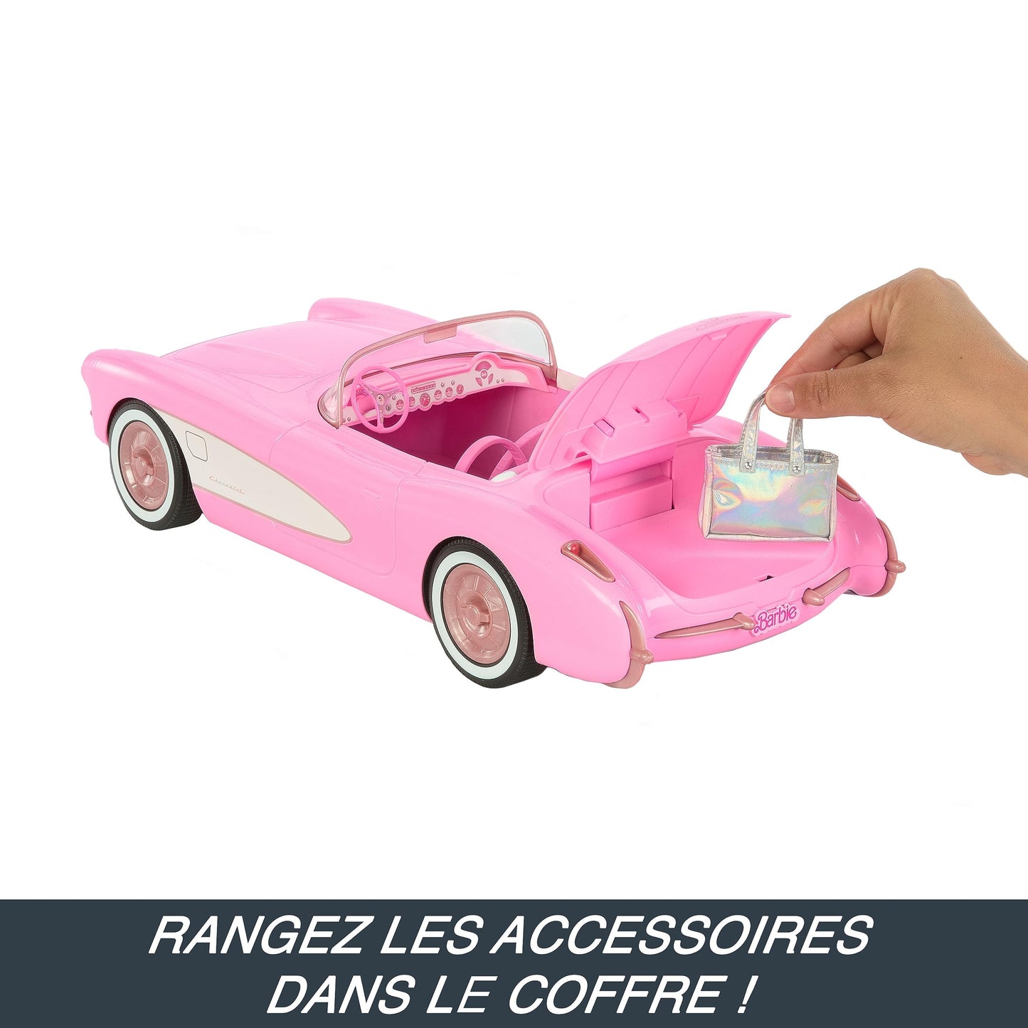 Hot Wheels Voiture Télécommandée, Barbie Le Film - Voiture Corvette Radiocommandée À Piles Tirée du Modèle Réel Stingray 1956, en Métal, À Collectionner, Jouet Enfant, Ados et Adultes, HPW40