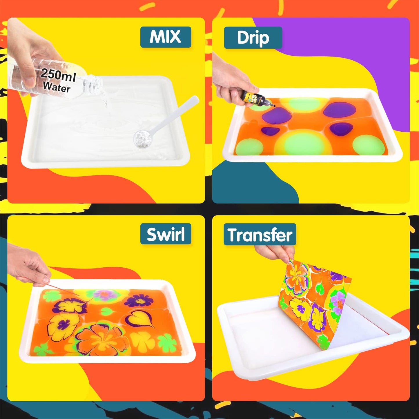 Peinture marbrée à l'eau pour enfants - Arts et artisanat pour filles et garçons Kits d'artisanat Cadeaux idéaux pour les enfants de 6 ans et plus 8-12 ans