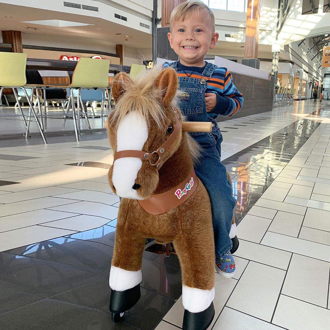 Cheval Jouet en Peluche Animal Marchant Cheval Brun pour Les Enfants de 4 à 9 Ans