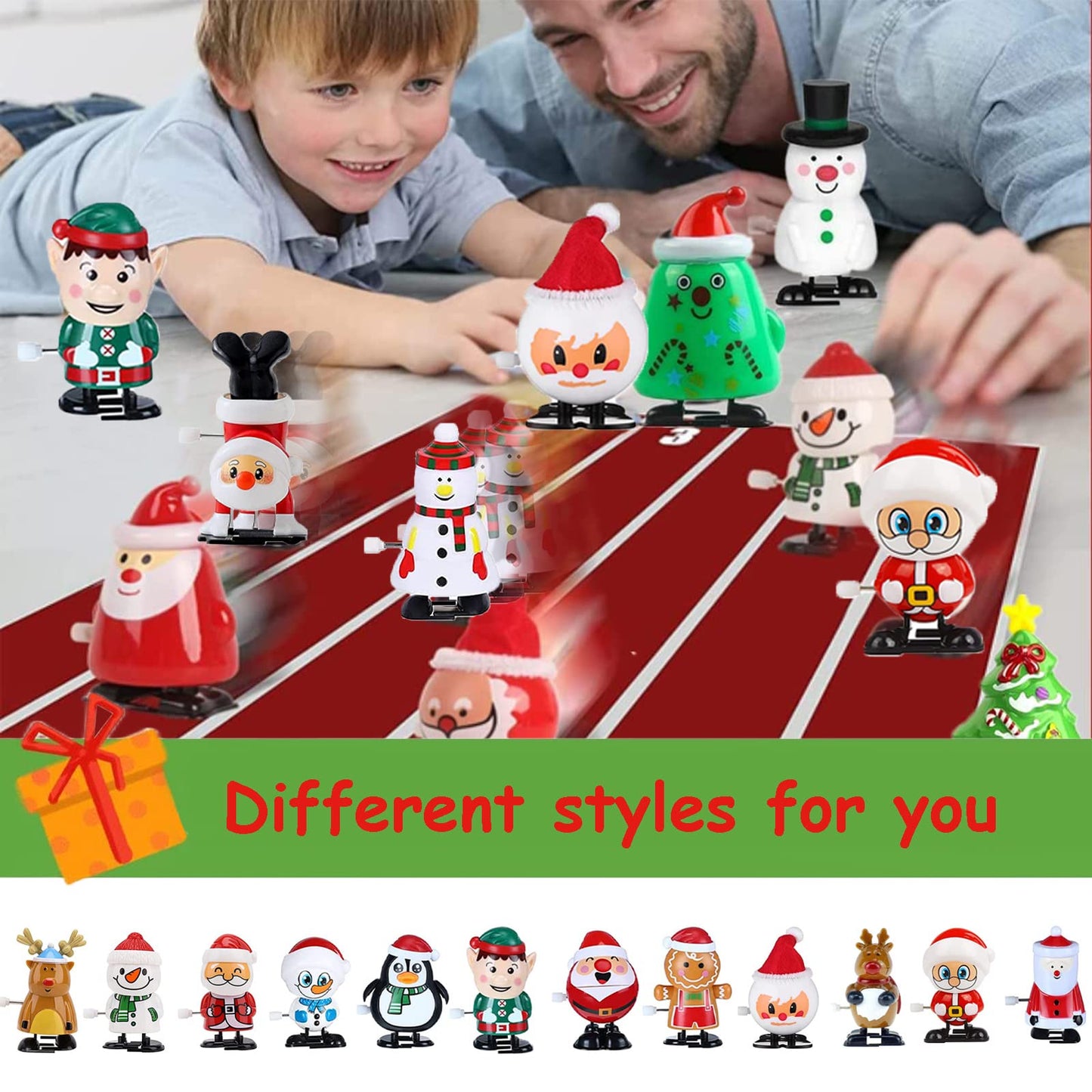 POPOYU Lot de 12 Jouet à Remonter Noël,Mini Jouets Animaux Noël Wind Up Funny Jouets,Jouets mécaniques Mignons Thème de Noël Clockwork Jouets pour Crackers Noel a Remplir,Petits Cadeaux de Table Noel