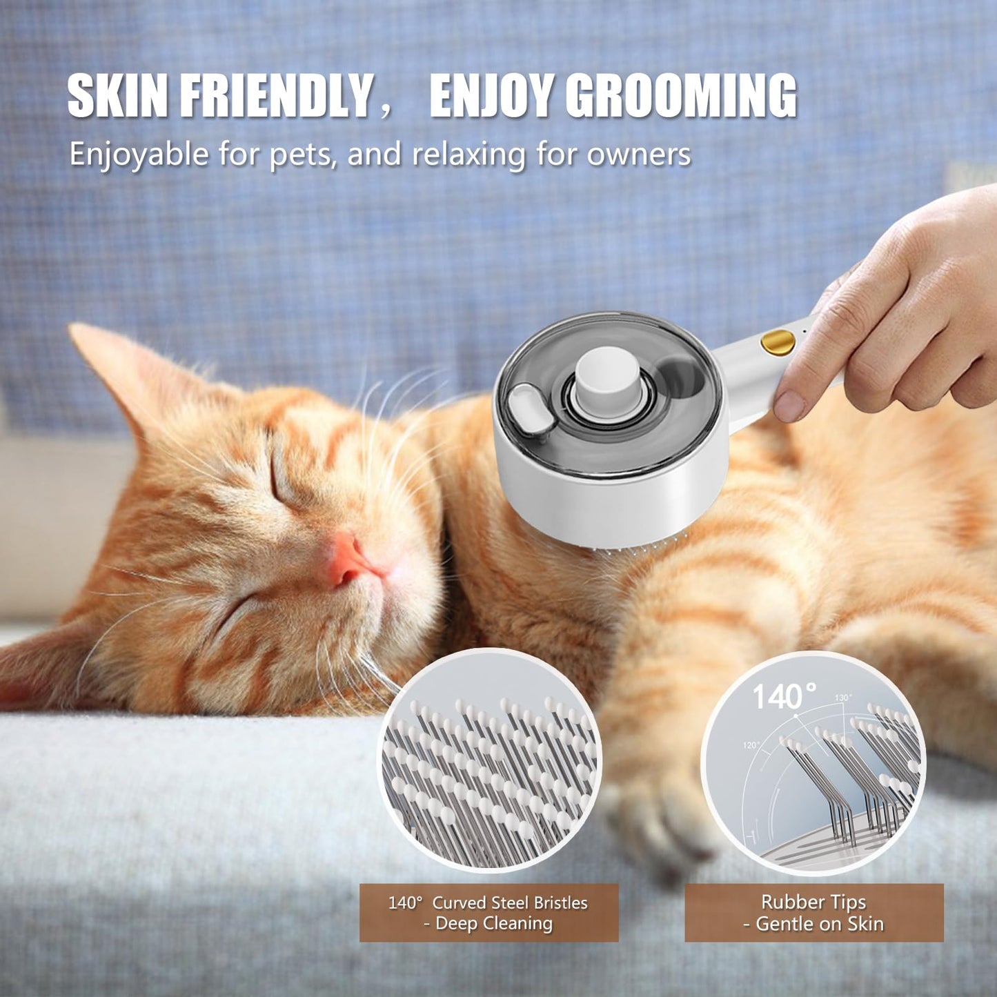 Brosse de Toilettage Vapeur 4 en 1 Antistatique I Chats & Chiens