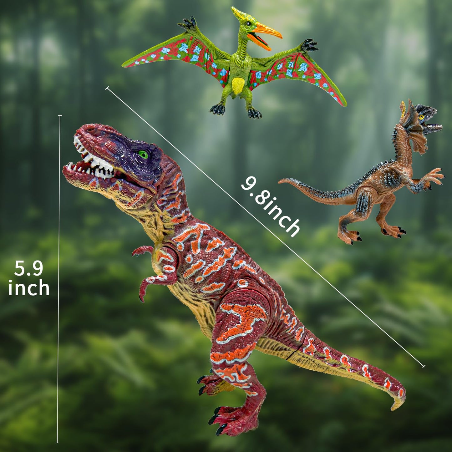 GizmoVine Dinosaure Jouet,Figurine Dinosaure, Ensemble de 20 Figurine Dinosaure Enfant,lot Dinosaure sont colorés à la Main,dinausaire Jouet Incluant 25cm T. Rex, Triceratops, Velociraptor……