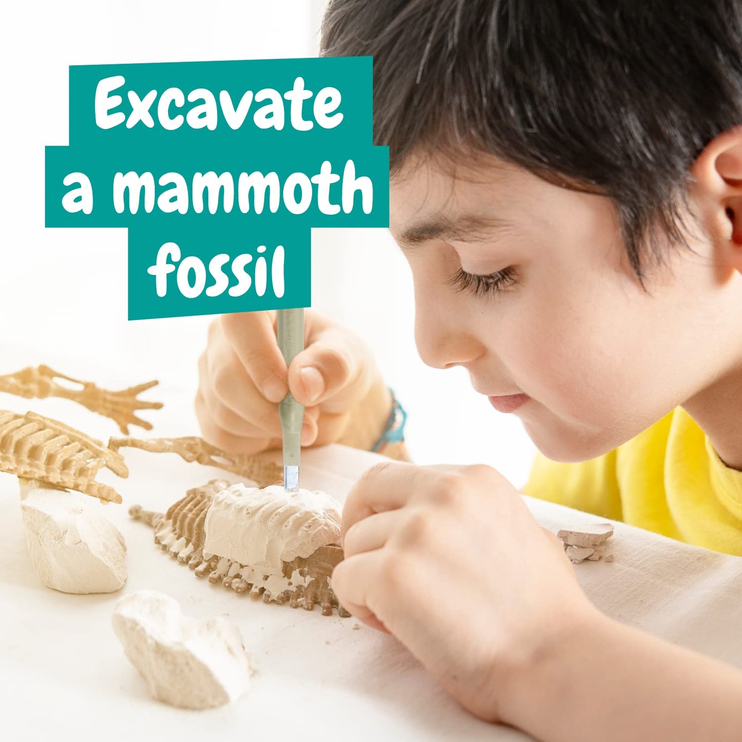 Science4you - Mammouth, Kit de Fouille pour Enfants +6 Ans - Excaver et Assembler 17 Fossiles de Dinosaure Avec ce Jouet de Paléontologie et Archeologie pour Enfants, Jeux Scientifique 6-10 Ans
