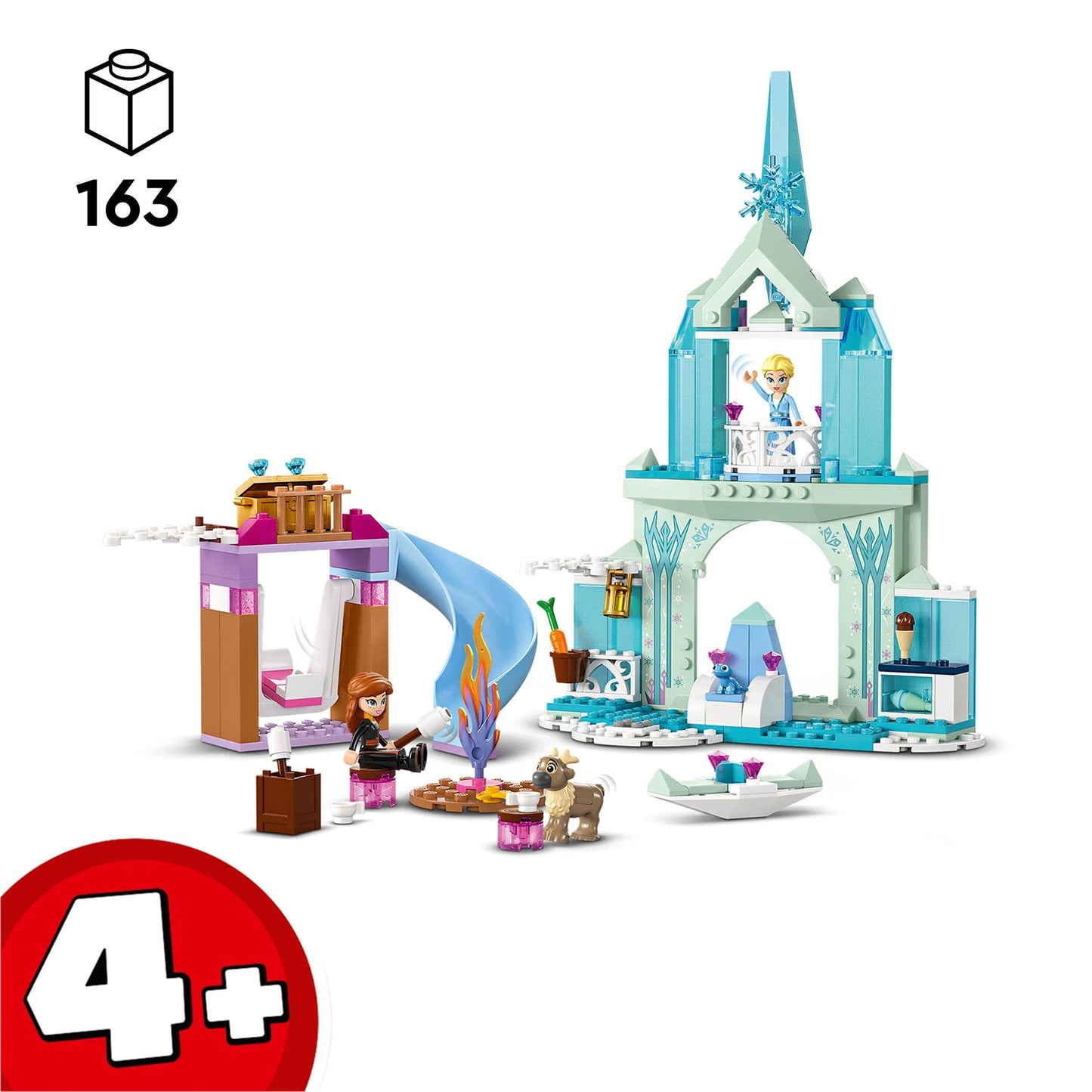 Lego Disney Princess Le Château de Glace d’Elsa - Jouet de Princesse La Reine des Neiges - 2 Figurines Animales et Mini-Poupées Elsa et Anna - Idée Cadeau pour Filles et Garçons Dès 4 Ans 43238