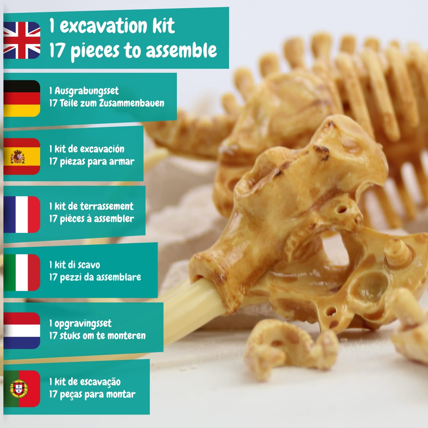 Science4you - Mammouth, Kit de Fouille pour Enfants +6 Ans - Excaver et Assembler 17 Fossiles de Dinosaure Avec ce Jouet de Paléontologie et Archeologie pour Enfants, Jeux Scientifique 6-10 Ans