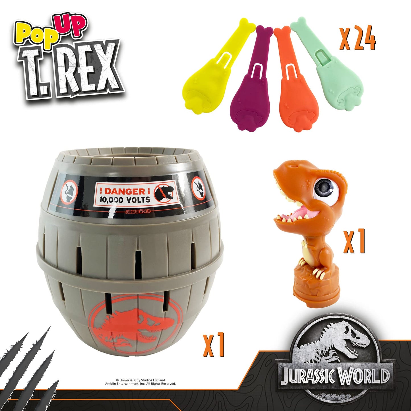 TOMY - Pop T-Rex Jeux de Société Jurassic World pour Famille et Enfants, Jeu dinosaure, 2 - 4 Joueurs, Convient aux Garçons et aux Filles Agés de 4+