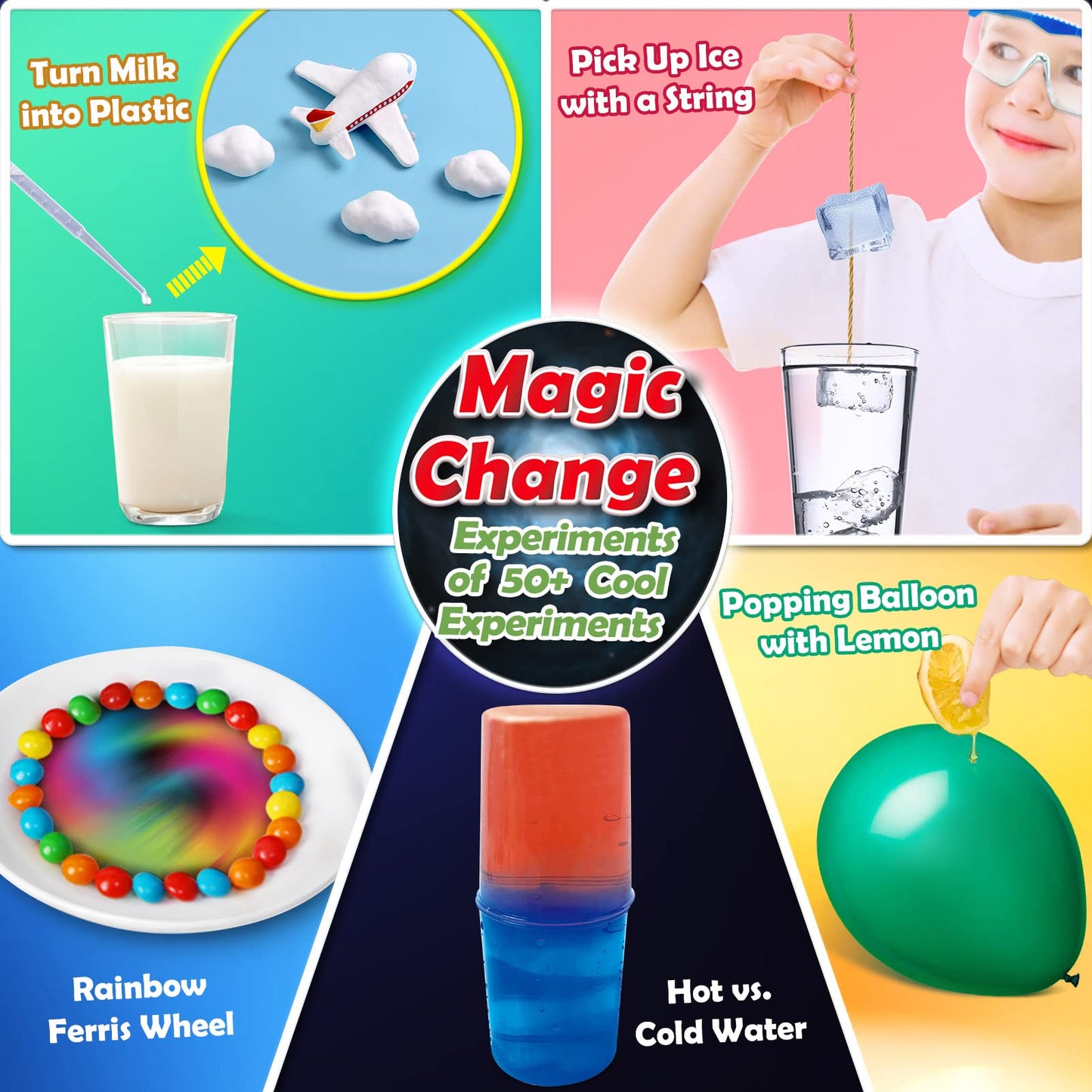 UNGLINGA 50+ Experiences Scientifiques Enfants, Science STEM Éducatifs Activités Laboratoire de Chimie et Kit Volcan, Fouille de Pierres Précieuses