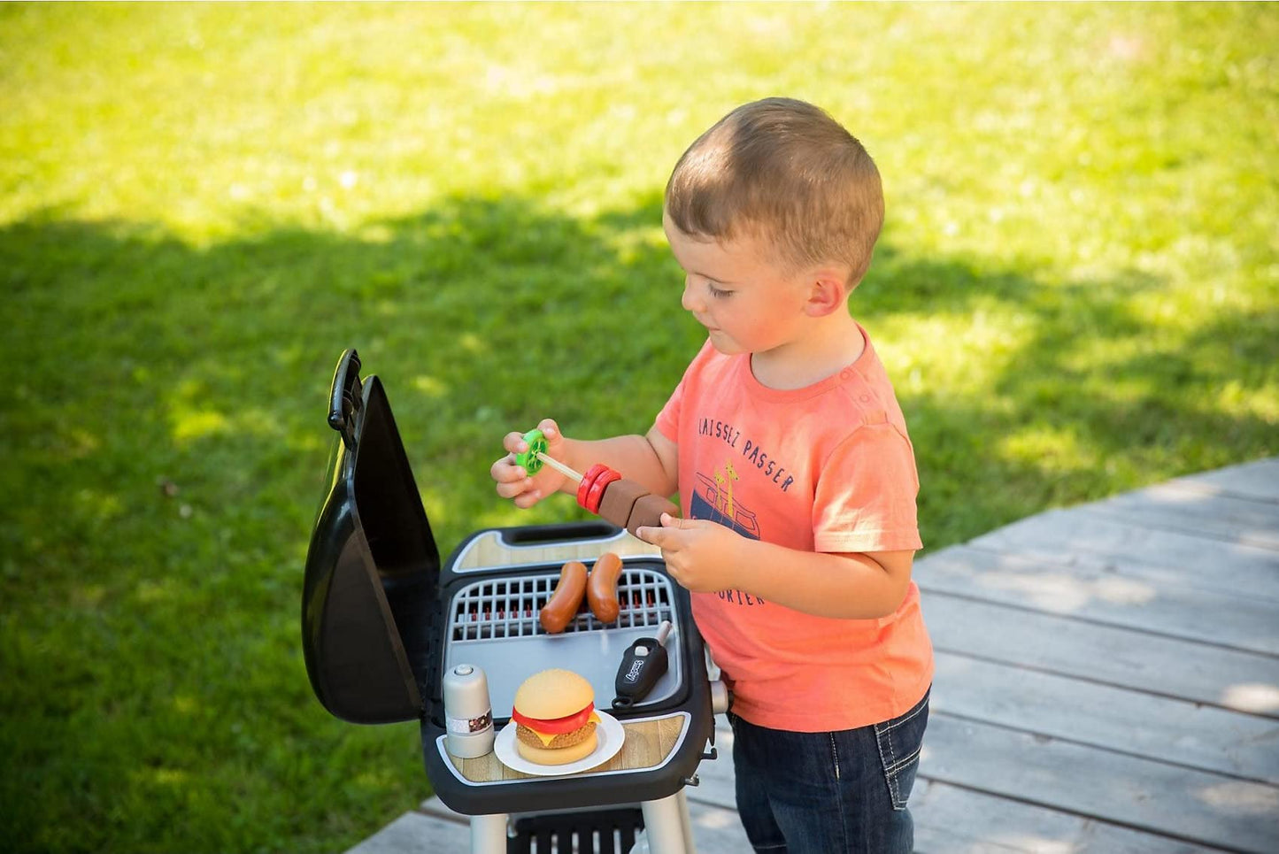 Smoby Barbecue Grill - 18 Accessoires - Flammes Magiques Rétractables - Jouet d'Imitation pour Enfant