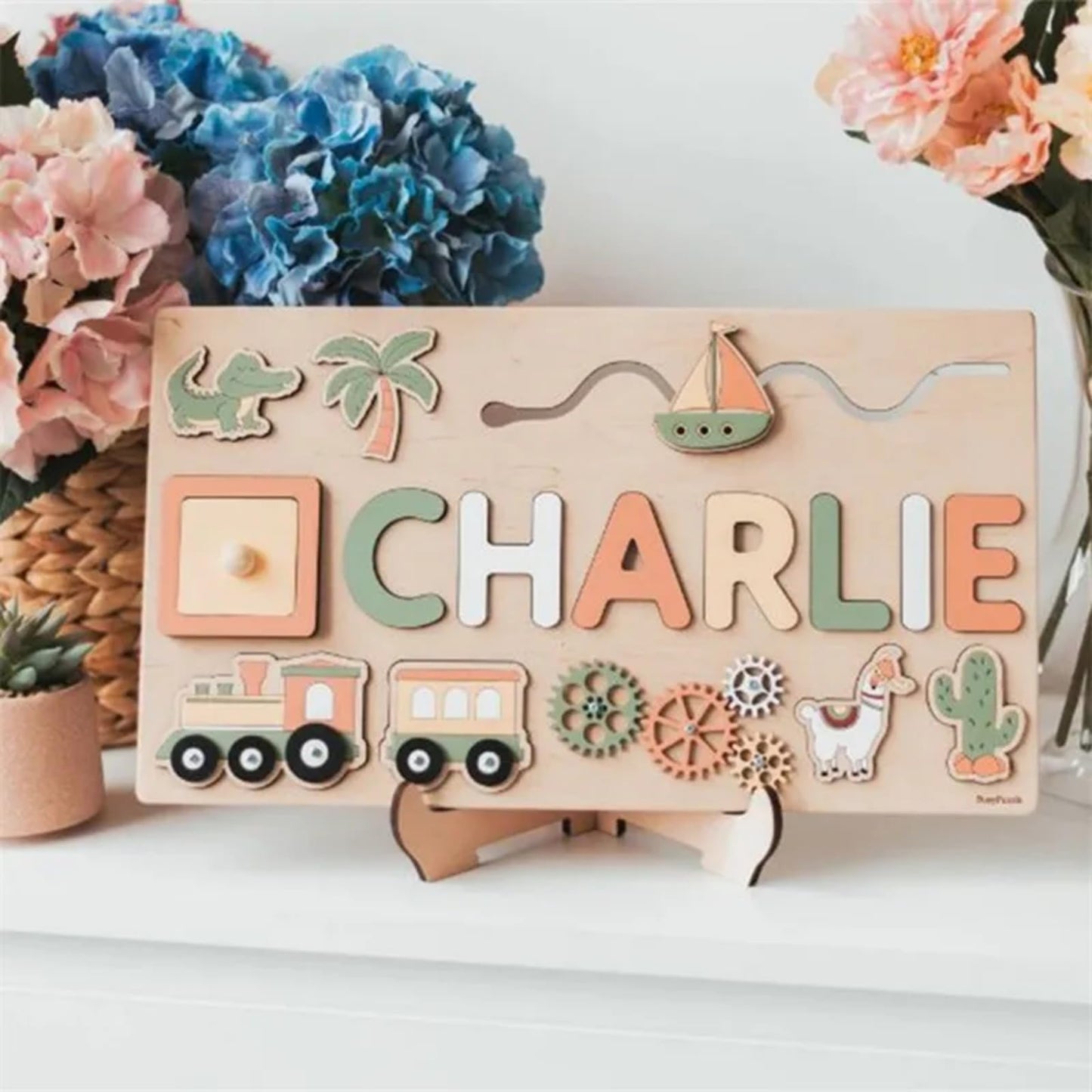 Puzzle Personnalisé Prenom,Puzzle Personnalisé Bebe,Puzzle Bebe 1 an,Puzzle Bois pour Bebe Les Tout-Petits Enfants Cadeaux De Bébé Personnalisé Jouets d'apprentissage Précoce pour Bébé Garçon Ou Bébé