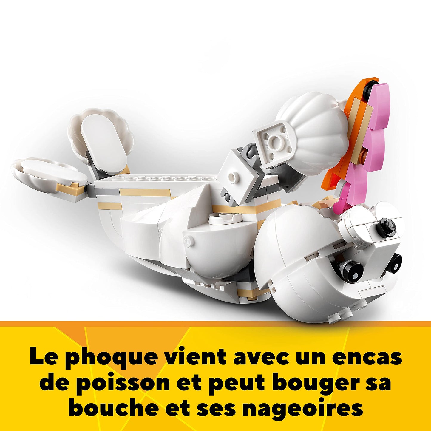 LEGO Creator 3-en-1 31133 Le Lapin Blanc, Jouet avec Animaux, Dont Figurines de Poisson, Phoque et Perroquet, Construction pour Enfants Dès 8 Ans