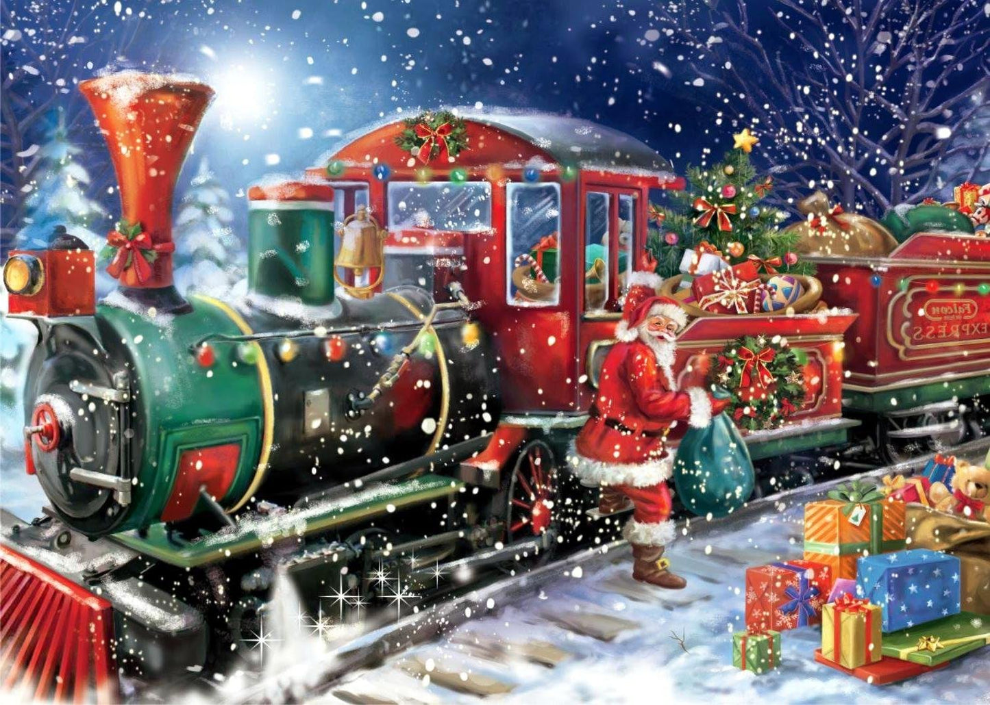 PMS Train de Noël Multicolore Action Son et lumière - 1 Ensemble, Taille Unique