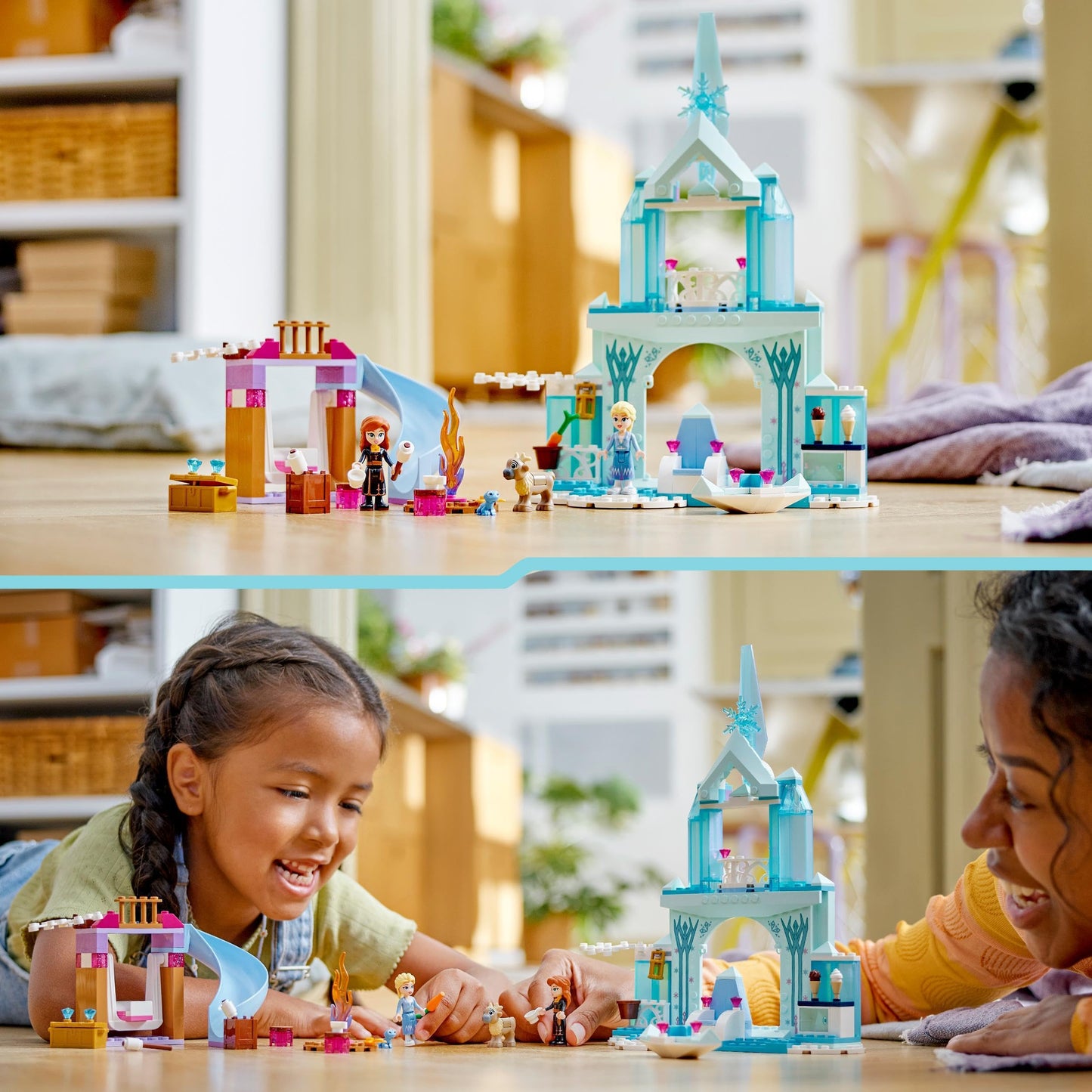 Lego Disney Princess Le Château de Glace d’Elsa - Jouet de Princesse La Reine des Neiges - 2 Figurines Animales et Mini-Poupées Elsa et Anna - Idée Cadeau pour Filles et Garçons Dès 4 Ans 43238