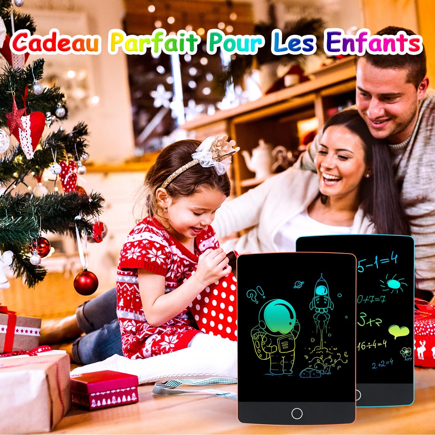 Topfree Tablette Dessin, 8,5 Pouces Tablette d'écriture LCD Colorée, Ardoise Magique, Lot de 2 Enfant 2 3 4 5 6 7 ans Filles et Garçons Cadeau D'anniversaire pour Les Enfants