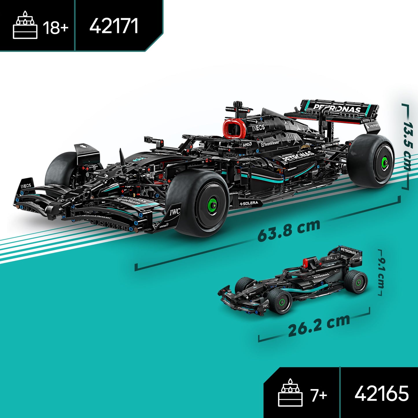 LEGO Technic Mercedes-AMG F1 W14 E Performance Voiture de Course Jouet pour Enfants, Garçons et Filles Dès 7 Ans, Modèle à Rétrofriction, Décoration pour Chambre, Idée Cadeau d'anniversaire 42165