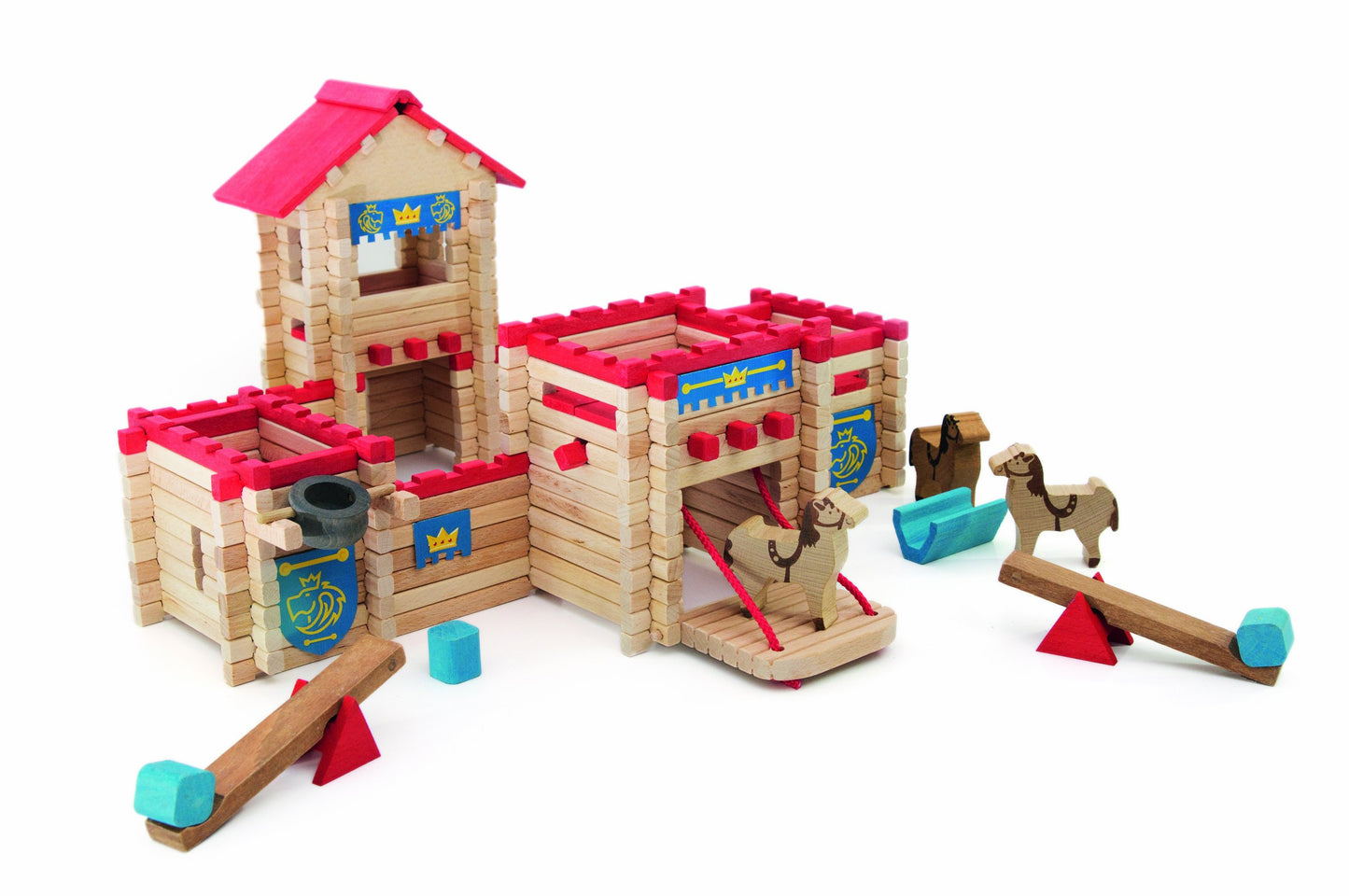 Jeujura - Le Château Fort - 300 Pièces - Jeux de Construction dans sa valise en carton - Agilité - Créativité - Manipulation - Fabriqué en France - A partir de 5 ans - 8026