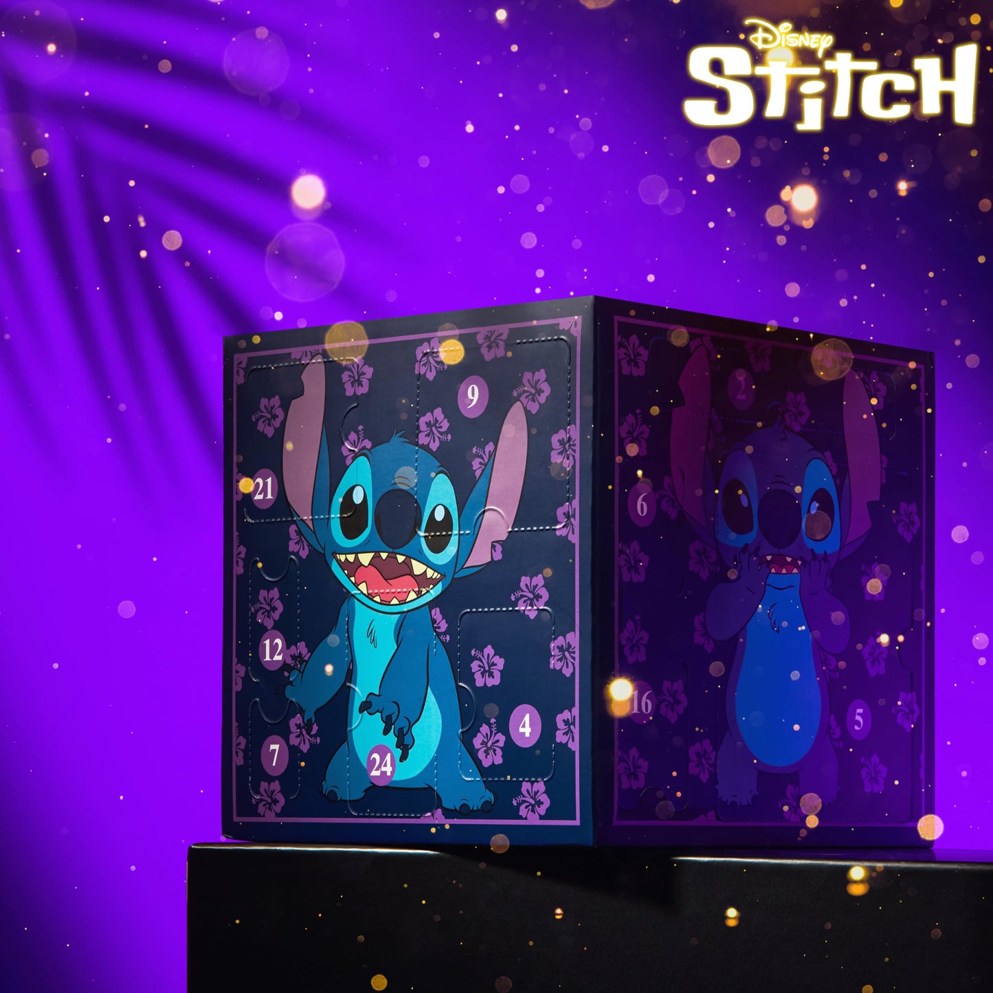 Disney Calendrier de l'Avent Stitch 2024 - Papeterie Jouet Accessoires Stickers Enfant (Violet Stitch Cube)