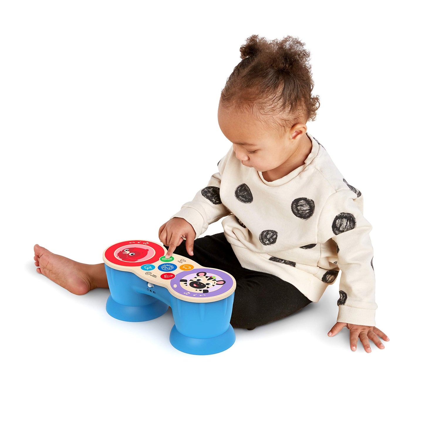 Baby Einstein, Hape, Tambour Upbeat Tunes Magic Touch, Jouet Musical en Bois, Instruments de Musique Electronique pour Enfants, 6 Mélodies, 4 voix Musicales, à partir de 6 mois
