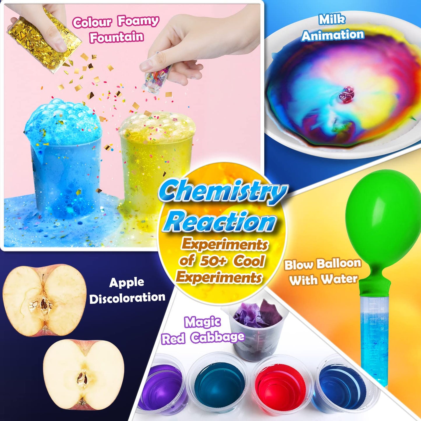 UNGLINGA 50+ Experiences Scientifiques Enfants, Science STEM Éducatifs Activités Laboratoire de Chimie et Kit Volcan, Fouille de Pierres Précieuses