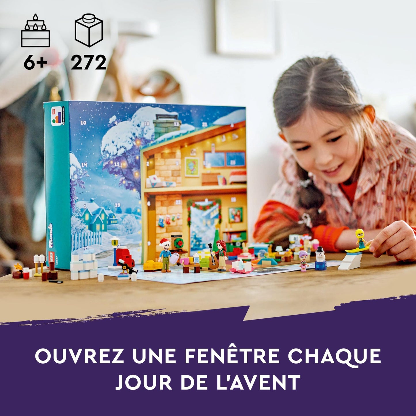 LEGO Friends Le Calendrier de l'Avent 2024 - Compte à Rebours Avant Noël pour Enfants - Jeu des Émotions avec 5 Personnages et 3 Animaux - Cadeau Festif pour Filles et Garçons de 6 Ans et Plus 42637