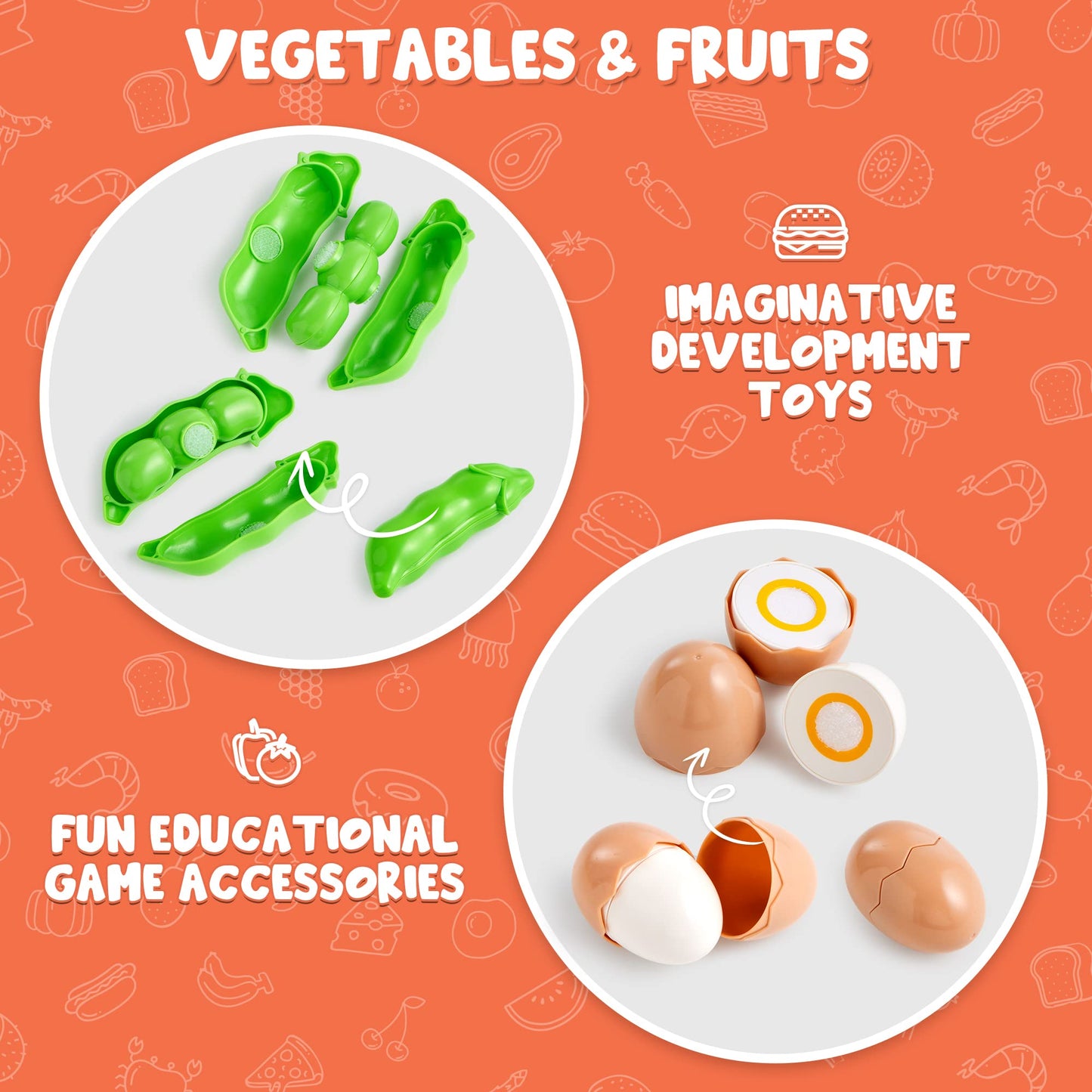 JOYIN Lot de 68 Jouets Alimentaires à découper pour la Cuisine des Tout-Petits, Faux Aliments pour la Cuisine, Comprend des Fruits et légumes en Plastique, des Cadeaux pour Tout-Petits