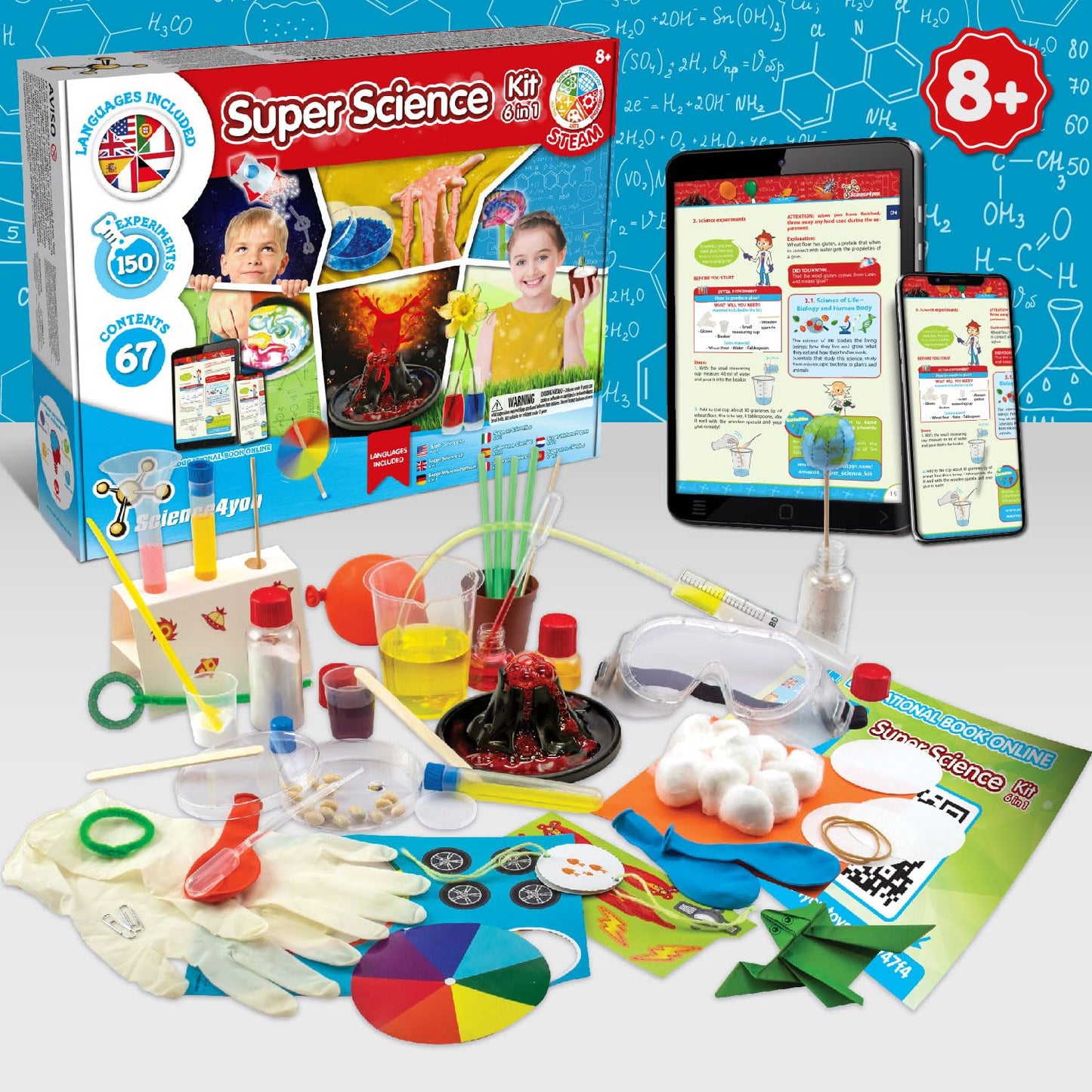 Science4you - Super Kit Scientifique pour Enfants +8 Ans - 150 Experiences Scientifiques et Activités Manuelles: Laboratoire de Chimie et Kit Volcan, Kits Éducatifs et Jeux Science Enfant 8-12 Ans