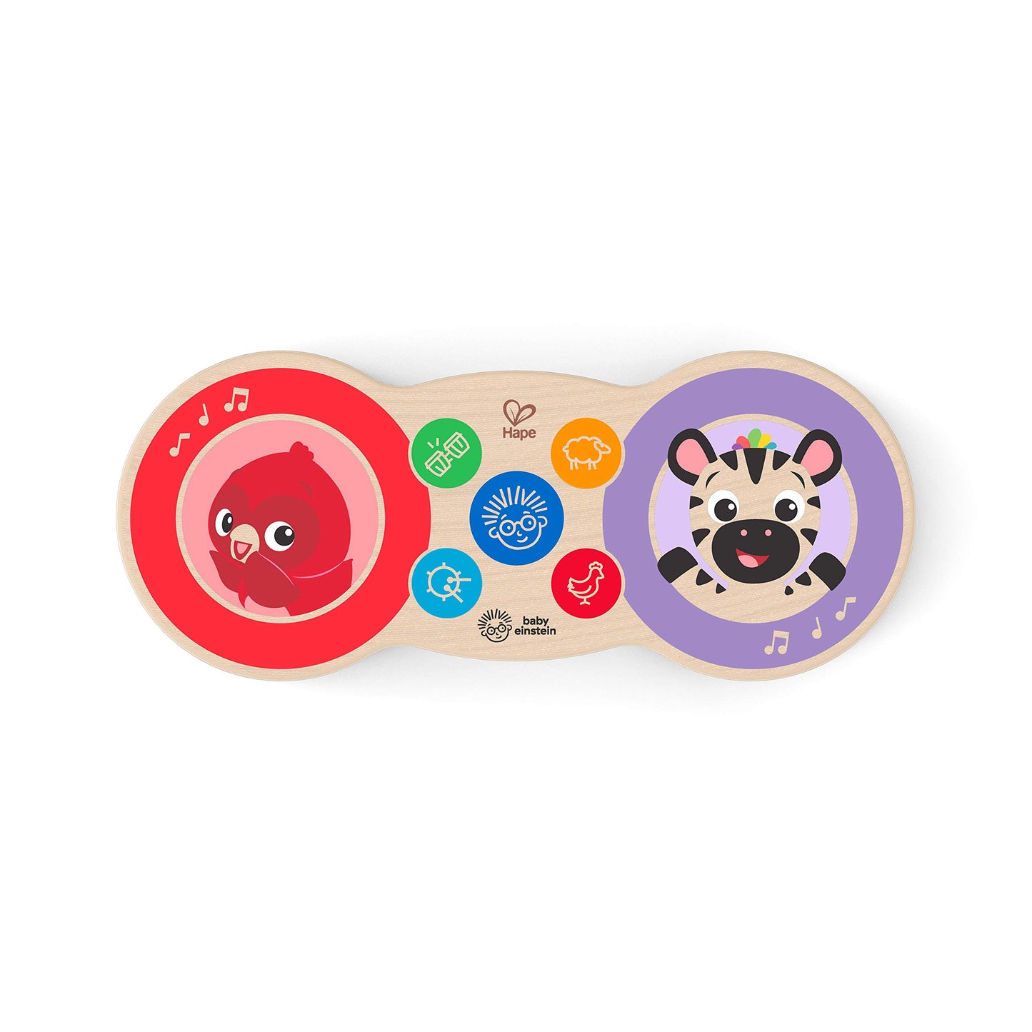 Baby Einstein, Hape, Tambour Upbeat Tunes Magic Touch, Jouet Musical en Bois, Instruments de Musique Electronique pour Enfants, 6 Mélodies, 4 voix Musicales, à partir de 6 mois