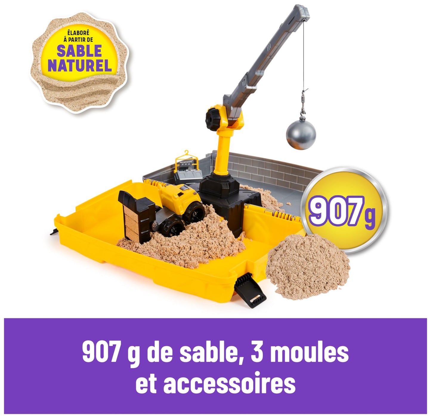 Kinetic Sand Sable Magique - Mallette DE Construction 907 G + 3 Accessoires - Emportez Votre Sable À Modeler Partout & Sculptez Vos Créations comme De La Pâte À Modeler - Jouet Enfant 3 Ans Et +